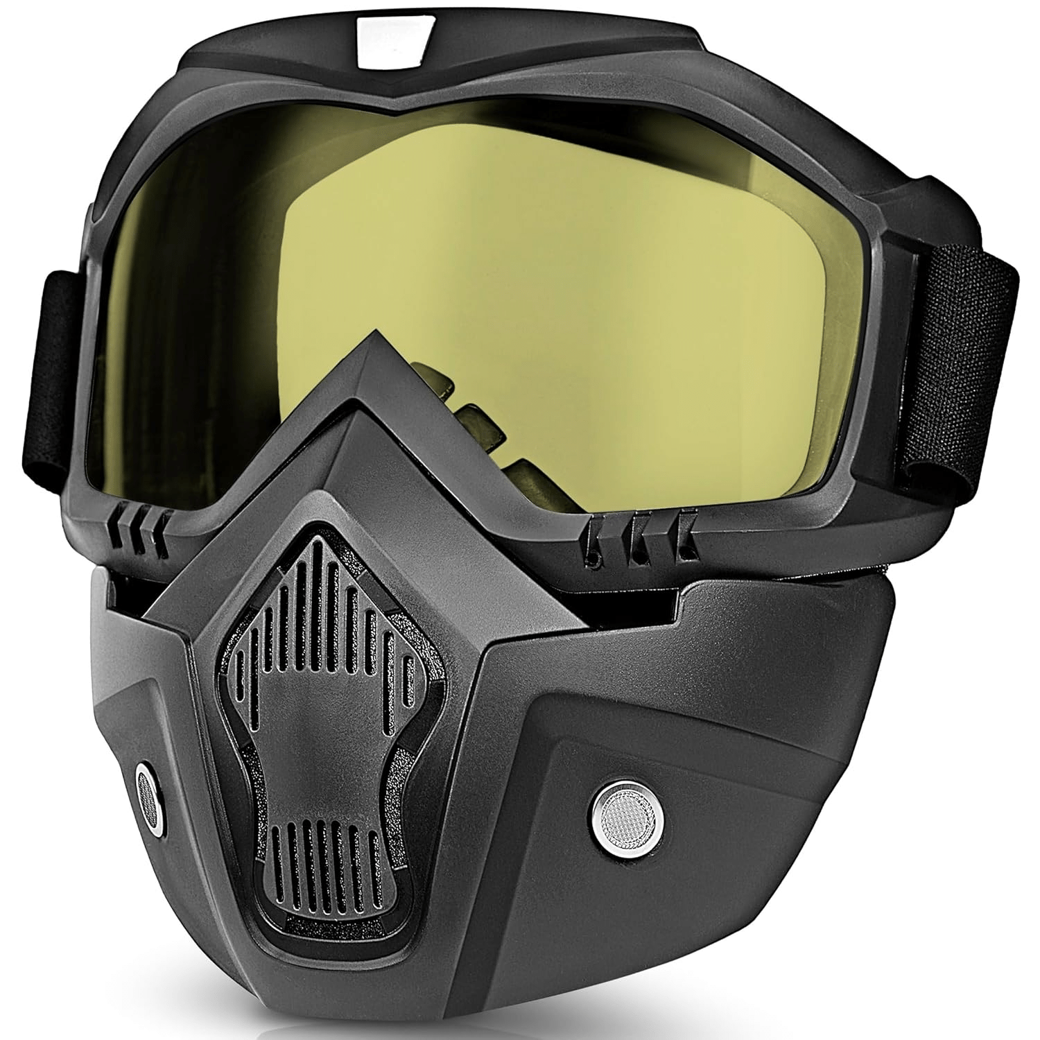    			Goggle Mask Anti Scratch UV Protective Face & Eyewear Windproof Dirt Shield with Soft Foam Padded Detachable Mouth Filter for Cycling Bike Off Road Racing Ride Unisex (Yellow Visor)