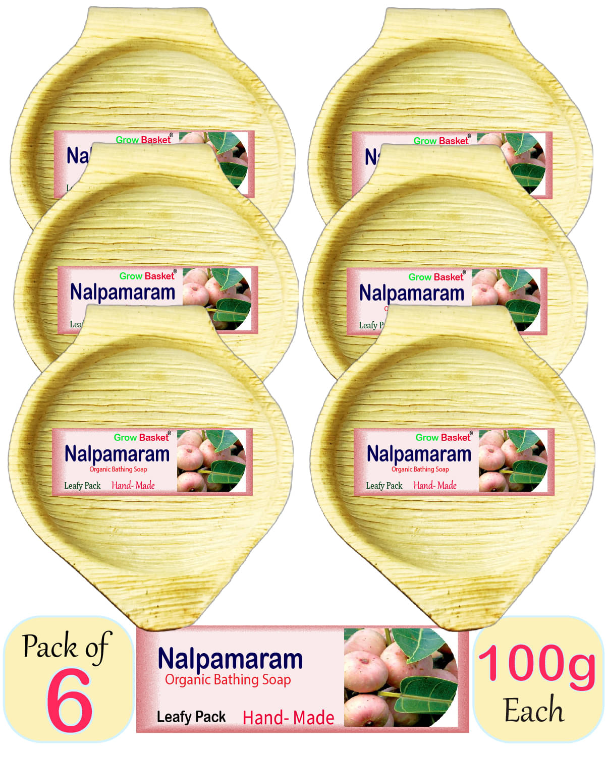 Grow Basket Moisturizing Nalpamaram Soap Soap for All Skin Type ( Pack of 6 ) Grow Basket Moisturizing Nalpamaram Soap Soap for All Skin Type ( Pack of 6 )