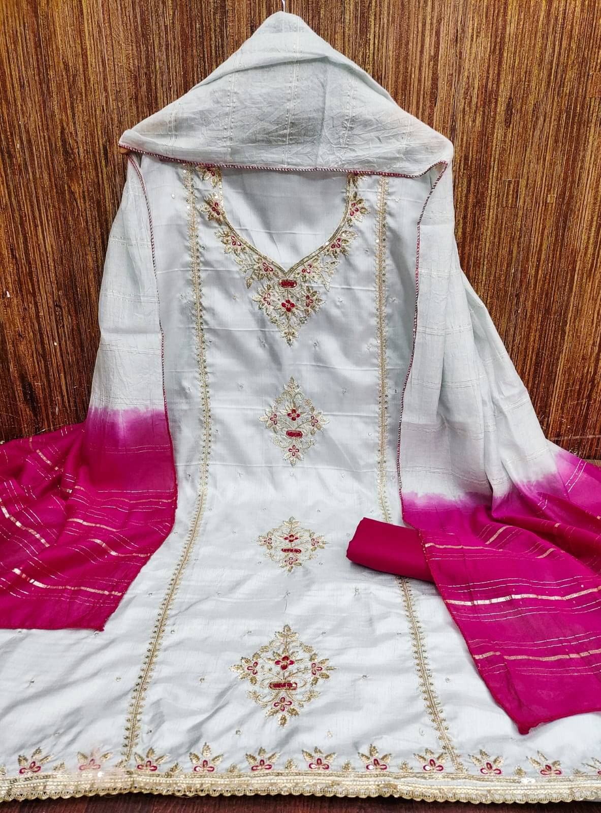     			HL SILKMILLS Women Silk Blend Unstitched Dress Material ( Grey )