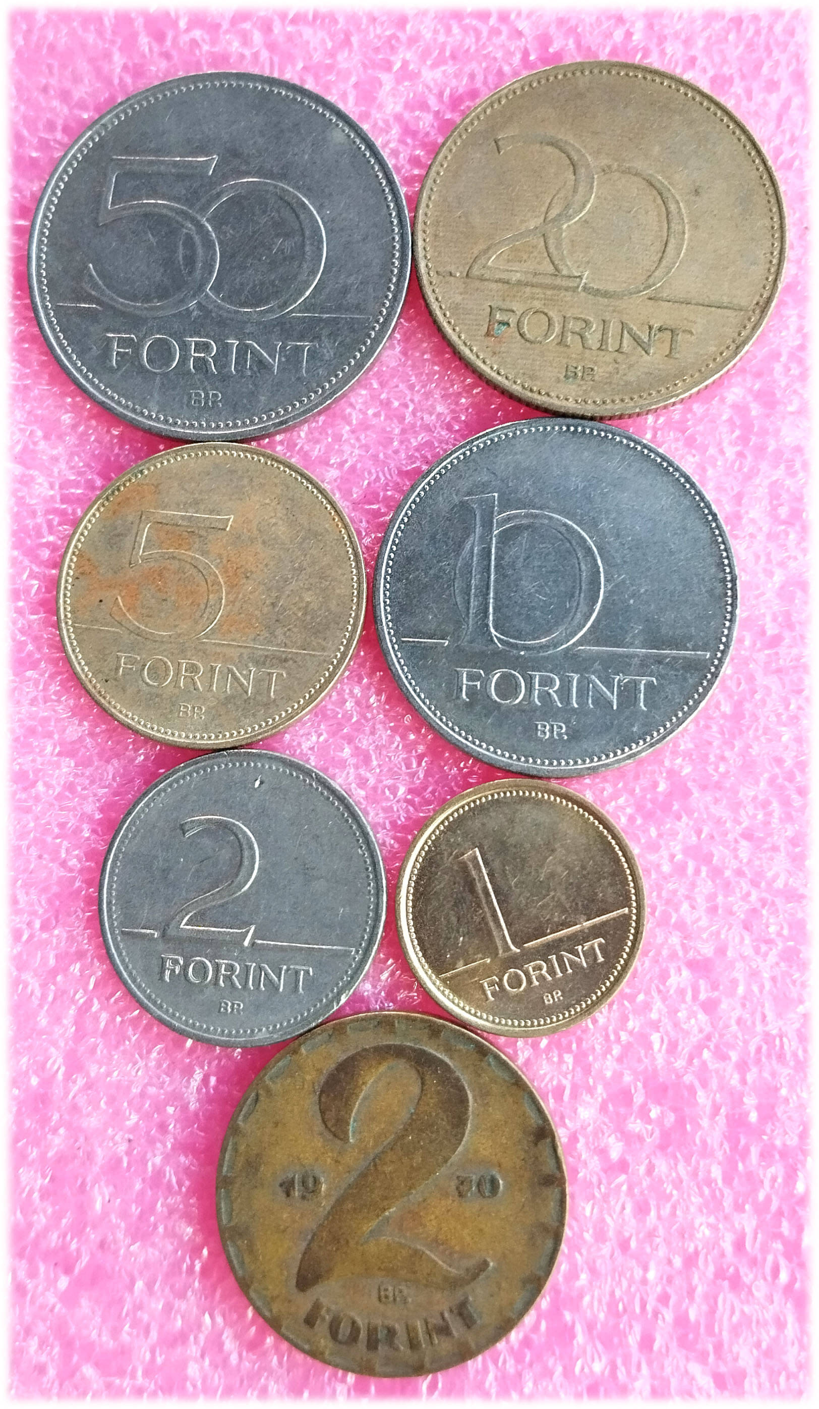     			HUNGARY -  7 ALL DIFFERENT COINS SET ( including scarce and rare ones )