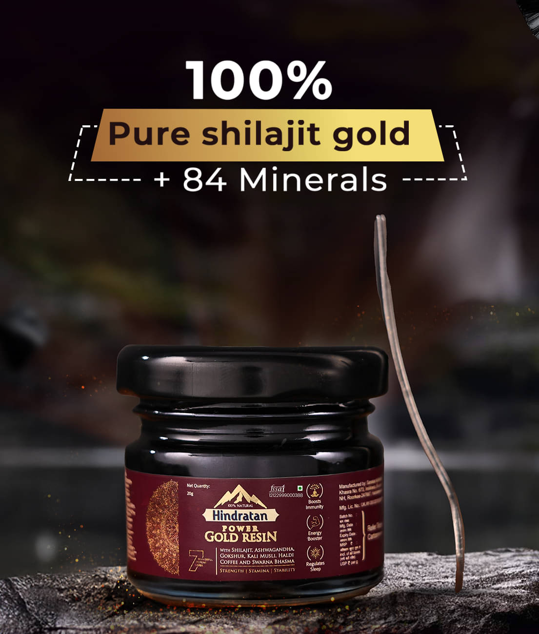 Hindratan Shilajit Power Gold Resin - 20g with 100% Pure Shilajit, Ashwagandha, Coffee and Swarna Bhasma | Helps to Boosts Stamina and Energy, Builds Immunity and regulate Sleep Hindratan Shilajit Power Gold Resin - 20g with 100% Pure Shilajit, Ashwagandha, Coffee and Swarna Bhasma | Helps to Boosts Stamina and Energy, Builds Immunity and regulate Sleep