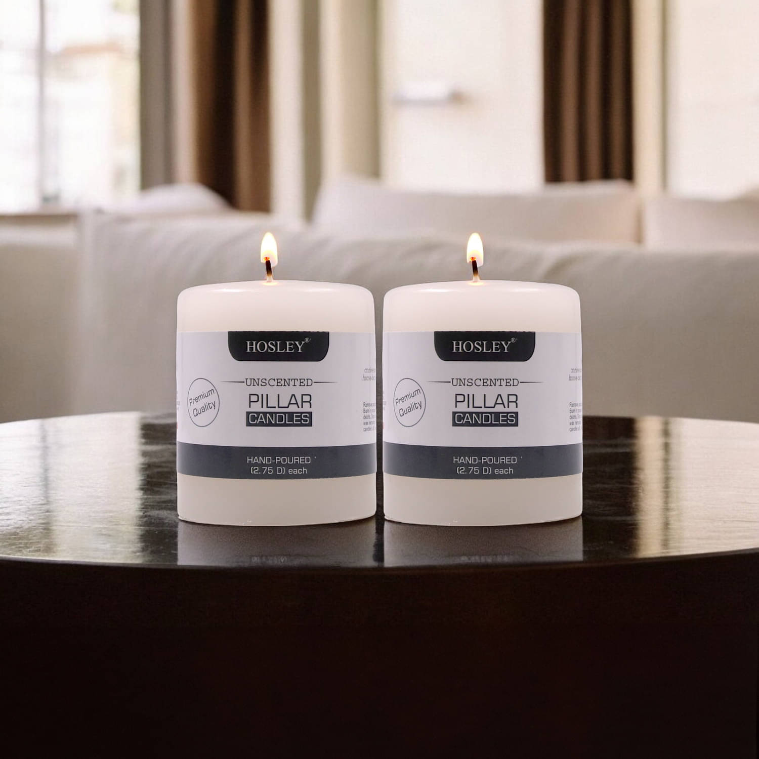     			Hosley White Pillar Candle 6 cm ( Pack of 2 )