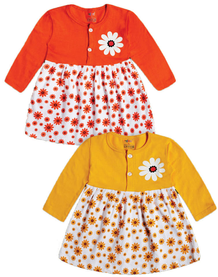     			INFANT Pack of 2 Baby Girls Cotton Dress ( Multicolor 2 )