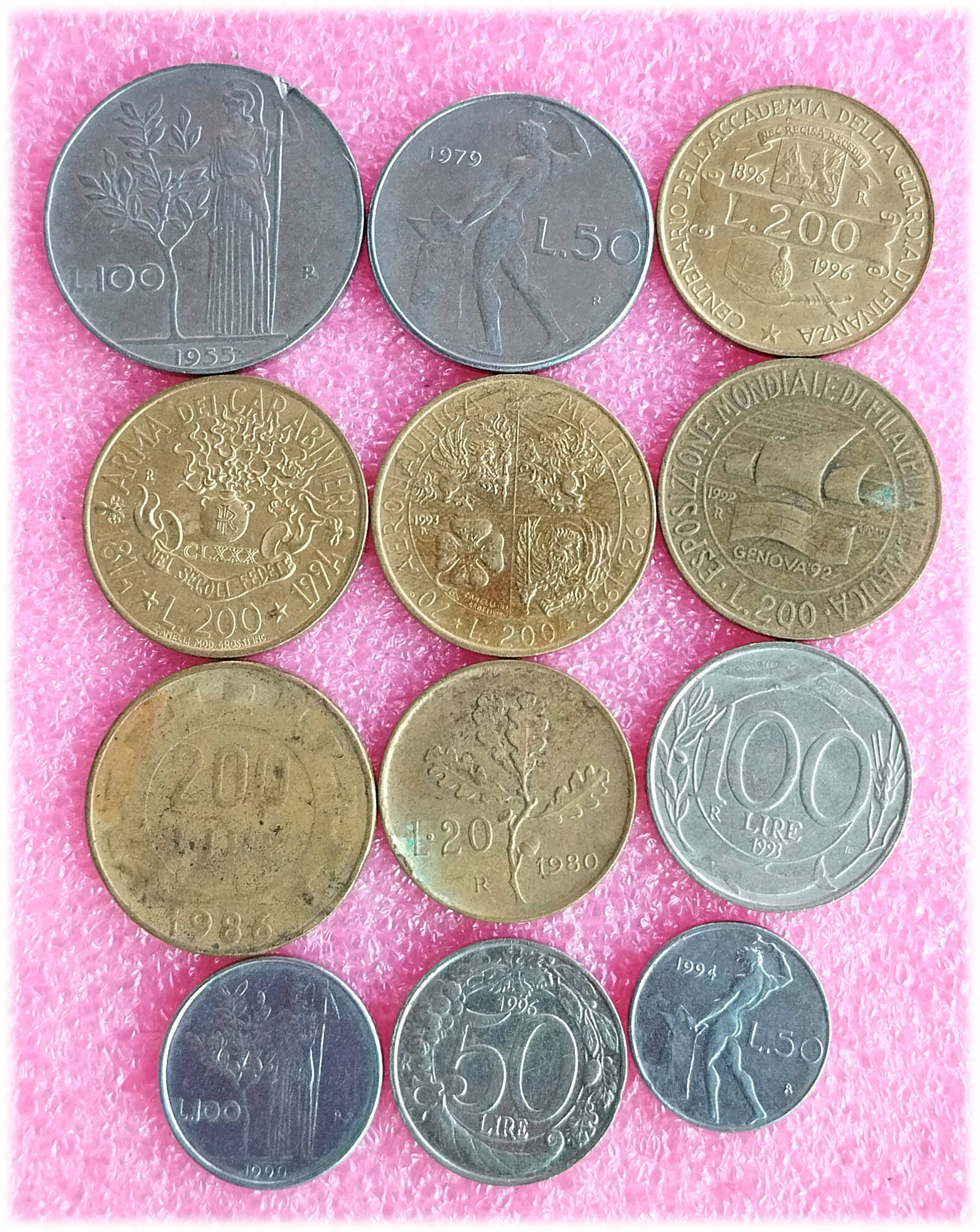     			ITALY -  12 ALL DIFFERENT COINS SET ( including scarce and rare ones )