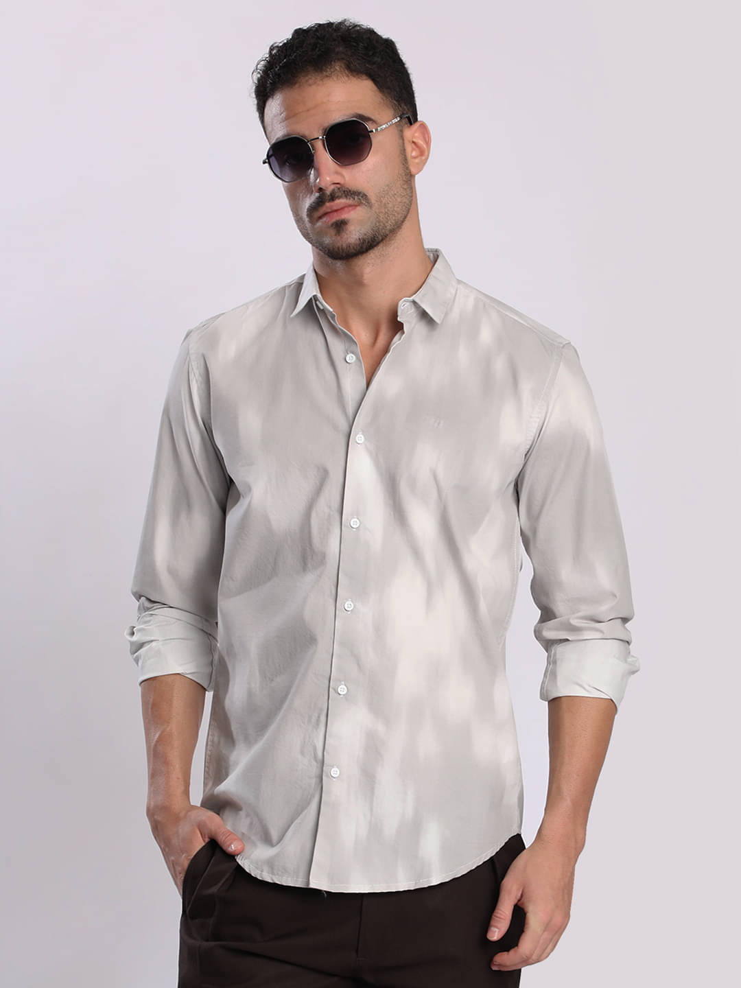     			IVOC Rayon Slim Fit Dyed Full Sleeves Men's Casual Shirt - Grey ( Pack of 1 )