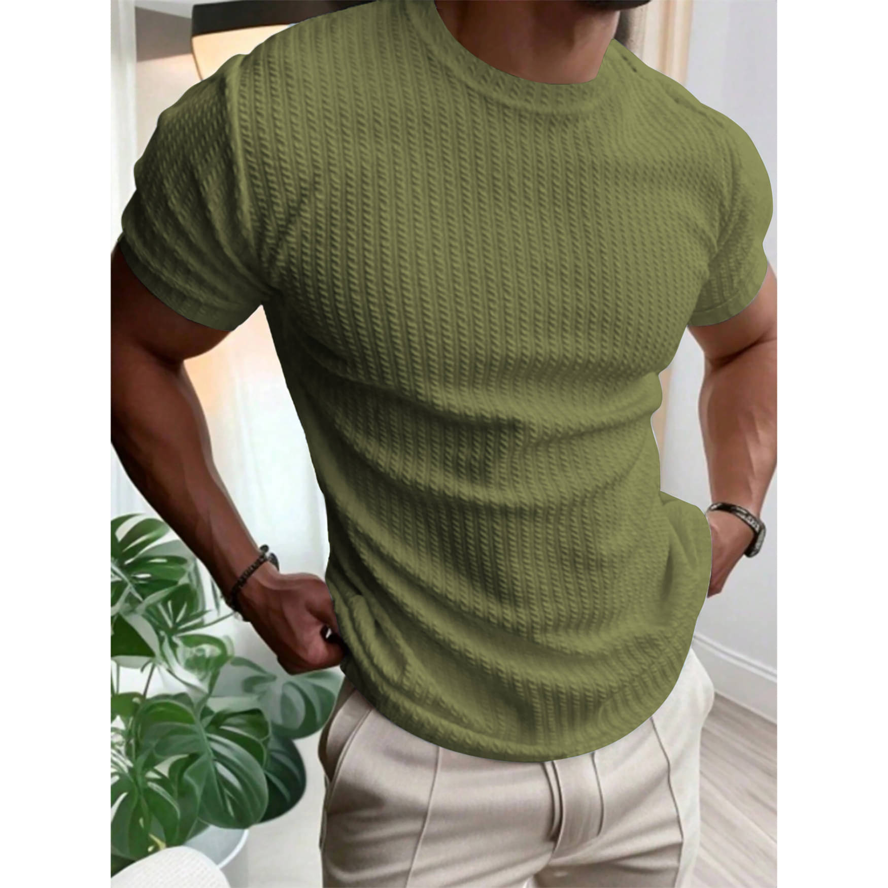     			KAJARU Men Cotton Blend Regular Fit Self Design T-Shirt ( Sea Green )