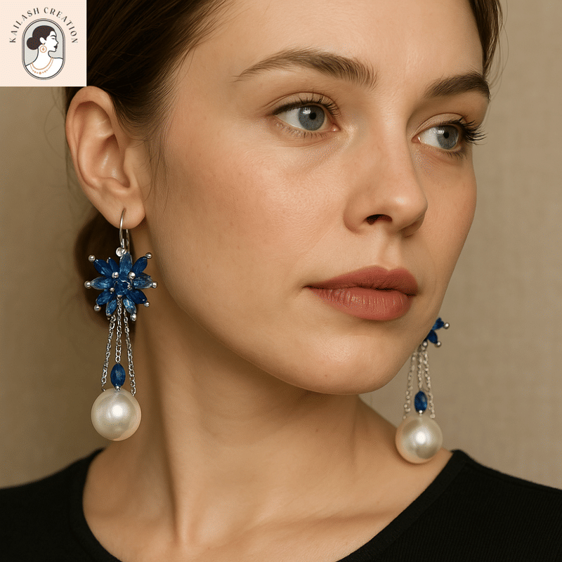    			Kailash Creation Global Blue Drop Earrings ( Pack of 1 )