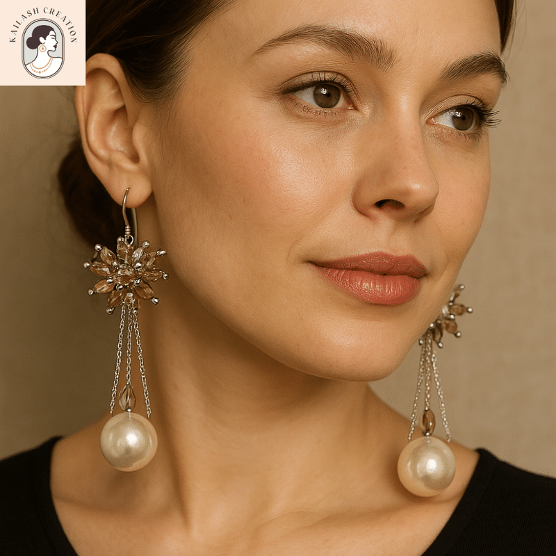     			Kailash Creation Global Orange Drop Earrings ( Pack of 1 )