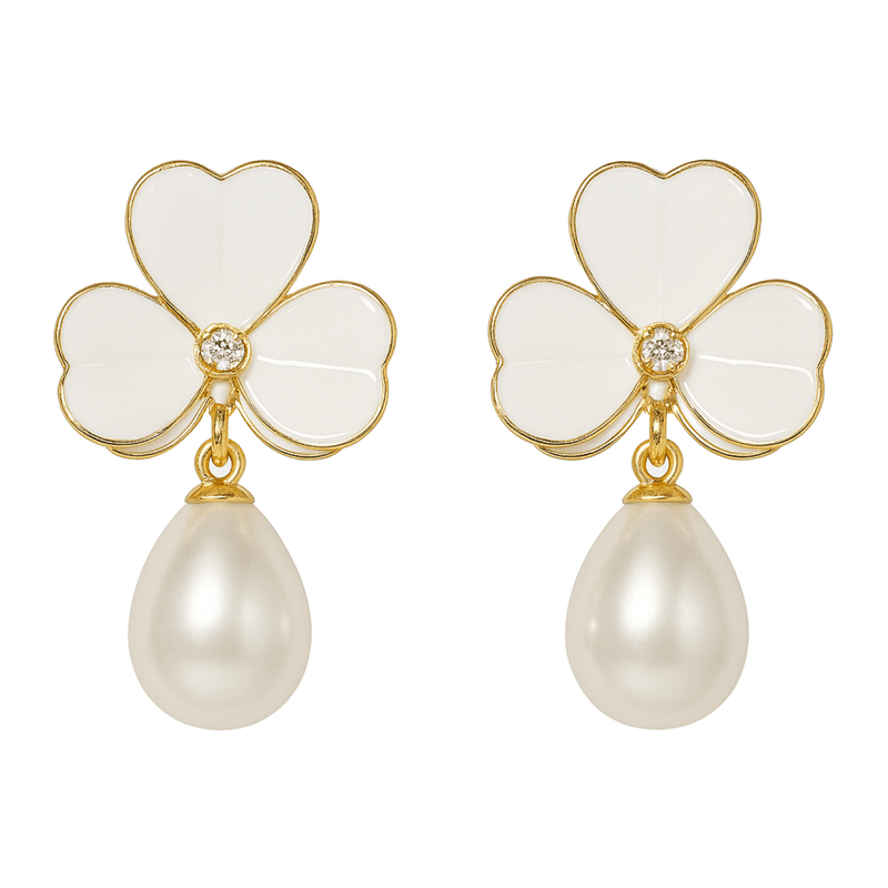    			Kailash Creation Global White Drop Earrings ( Pack of 1 )