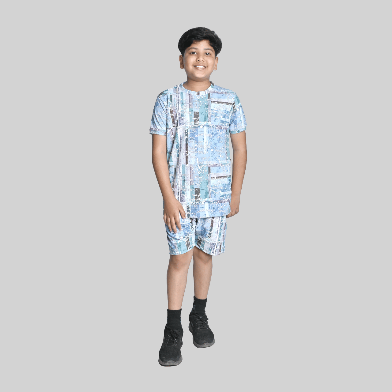     			Kidzee Kingdom Pack of 1 Boys Cotton T-Shirt & Shorts Set ( Blue )
