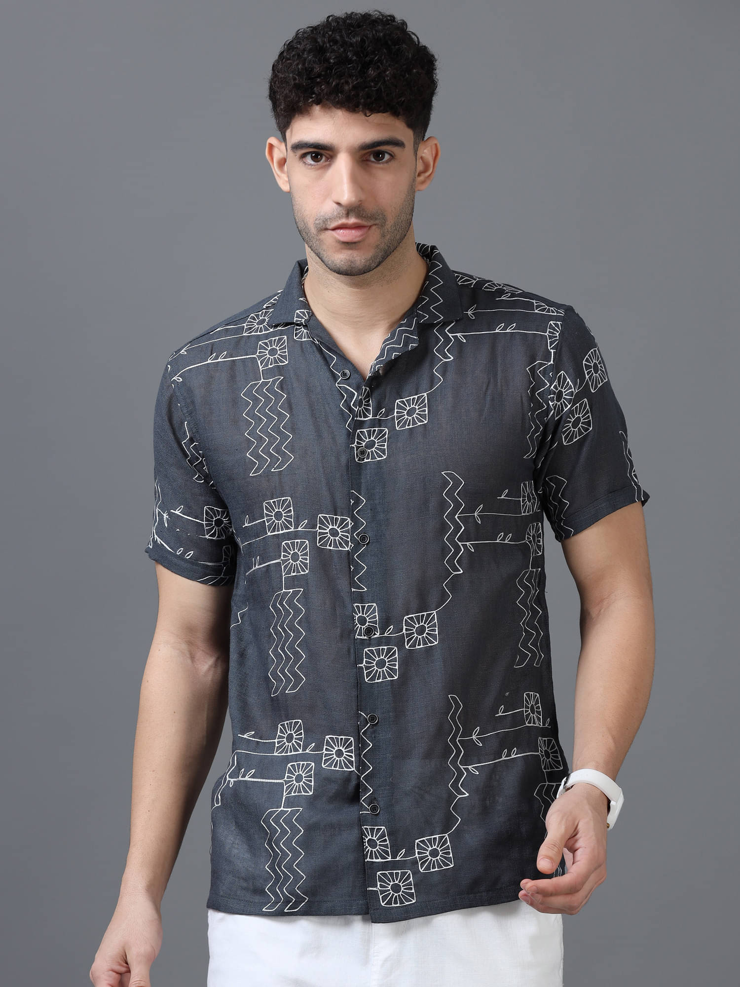 LUISE LOOK Linen Regular Fit Embroidered Half Sleeves Men's Casual Shirt - Blue ( Pack of 1 ) LUISE LOOK Linen Regular Fit Embroidered Half Sleeves Men's Casual Shirt - Blue ( Pack of 1 )