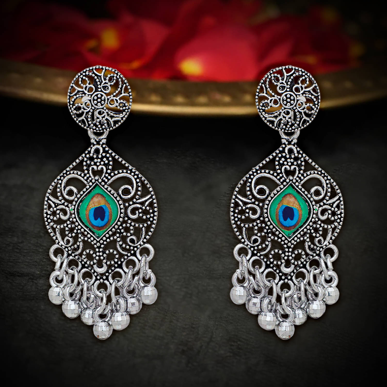     			LUV FASHION Silver Drop Earrings ( Pack of 1 )