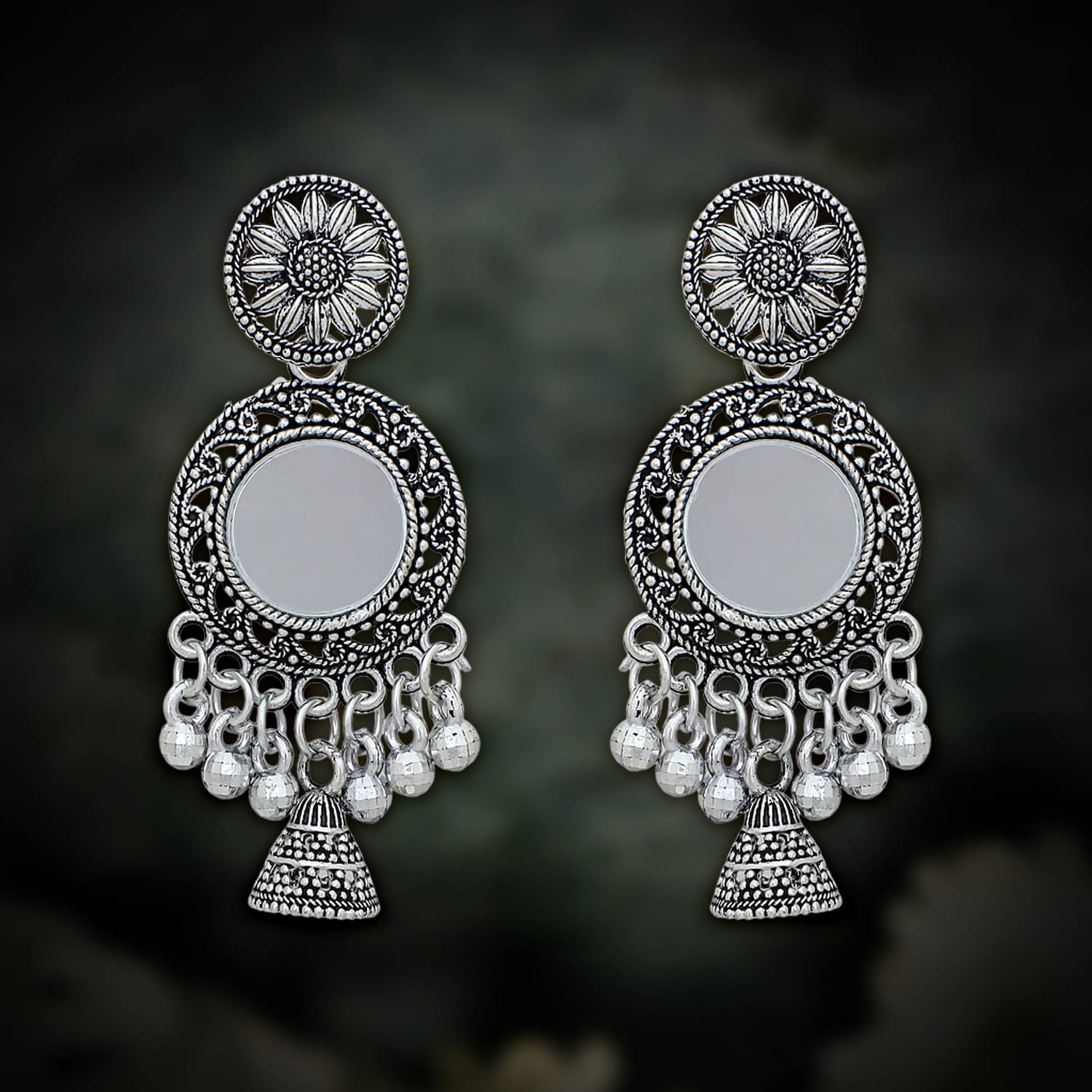     			LUV FASHION Silver Jhumki Earrings ( Pack of 1 )