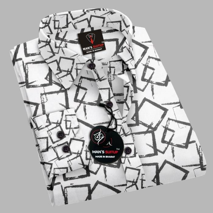    			MAN'S SUITUP Cotton Blend Regular Fit Printed Full Sleeves Men's Casual Shirt - Black ( Pack of 1 )
