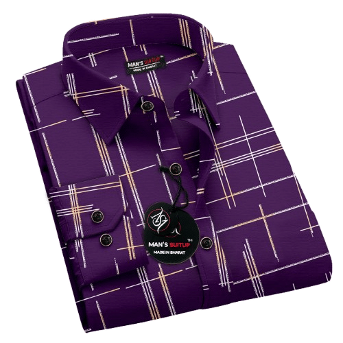 MAN'SSUITUP Poly Cotton Regular Fit Printed Full Sleeves Men's Casual Shirt - Purple ( Pack of 1 ) MAN'SSUITUP Poly Cotton Regular Fit Printed Full Sleeves Men's Casual Shirt - Purple ( Pack of 1 )