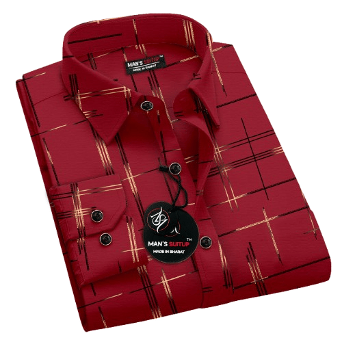     			MAN'SSUITUP Poly Cotton Regular Fit Printed Full Sleeves Men's Casual Shirt - Red ( Pack of 1 )