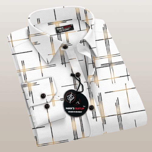 MAN'SSUITUP Poly Cotton Regular Fit Printed Full Sleeves Men's Casual Shirt - White ( Pack of 1 ) MAN'SSUITUP Poly Cotton Regular Fit Printed Full Sleeves Men's Casual Shirt - White ( Pack of 1 )