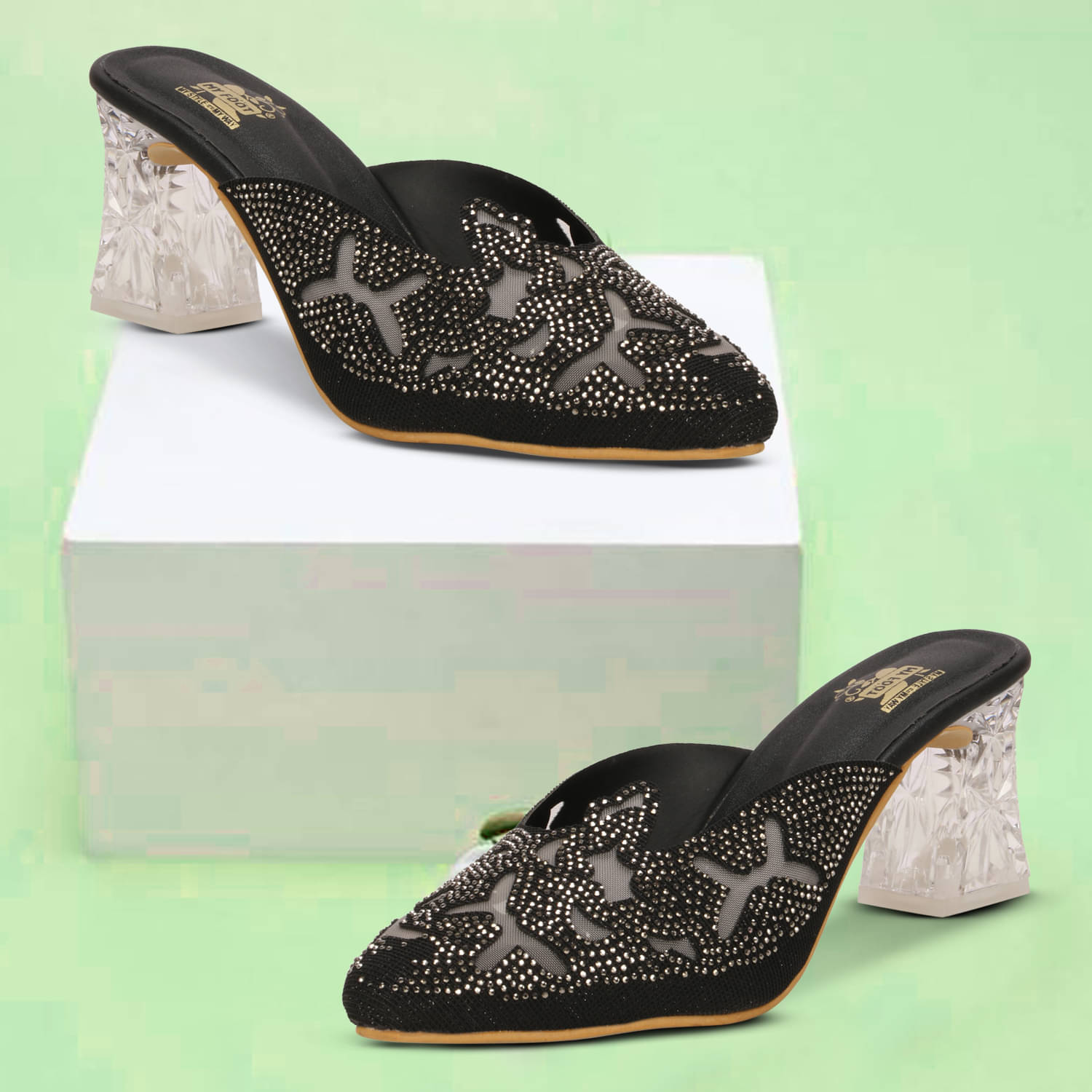     			MY FOOT MY STYLE MY WAY Black Women's Mules Heels