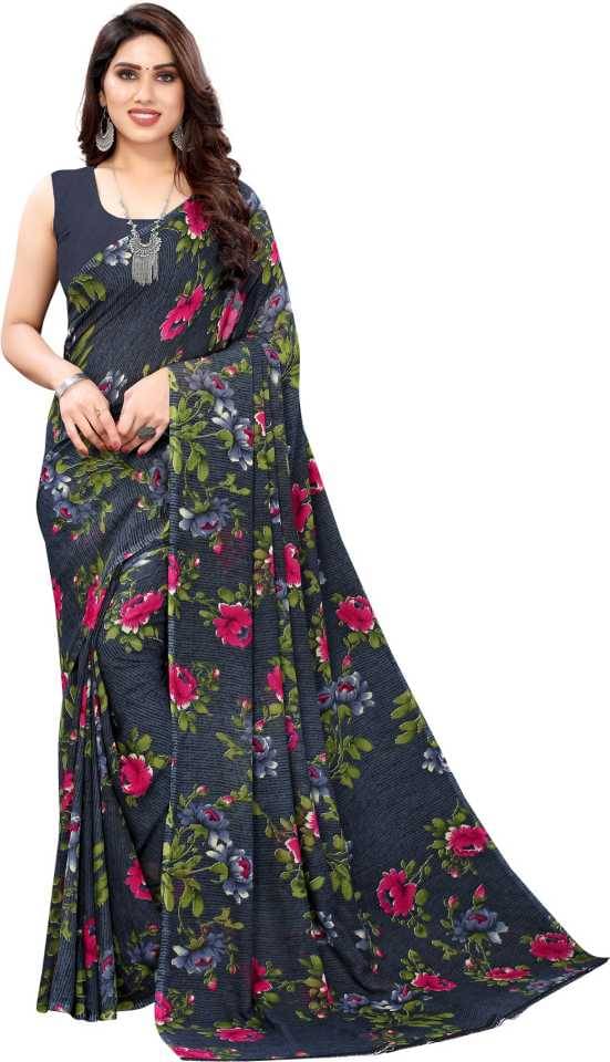     			Maayro Georgette Printed With Unstitched Blouse Piece ( Multicolor )