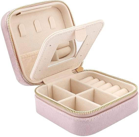     			Macloom Mini Velvet Travel Jewelry Case with Mirror