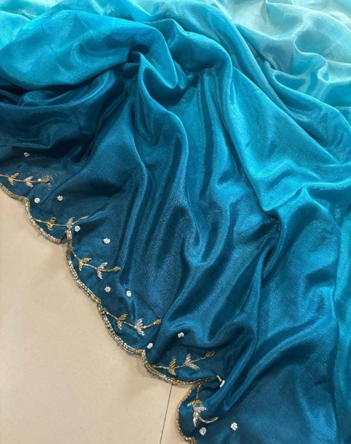 Maruti Traders Chiffon Self Design Saree With Unstitched Blouse Piece ( SkyBlue ) Maruti Traders Chiffon Self Design Saree With Unstitched Blouse Piece ( SkyBlue )