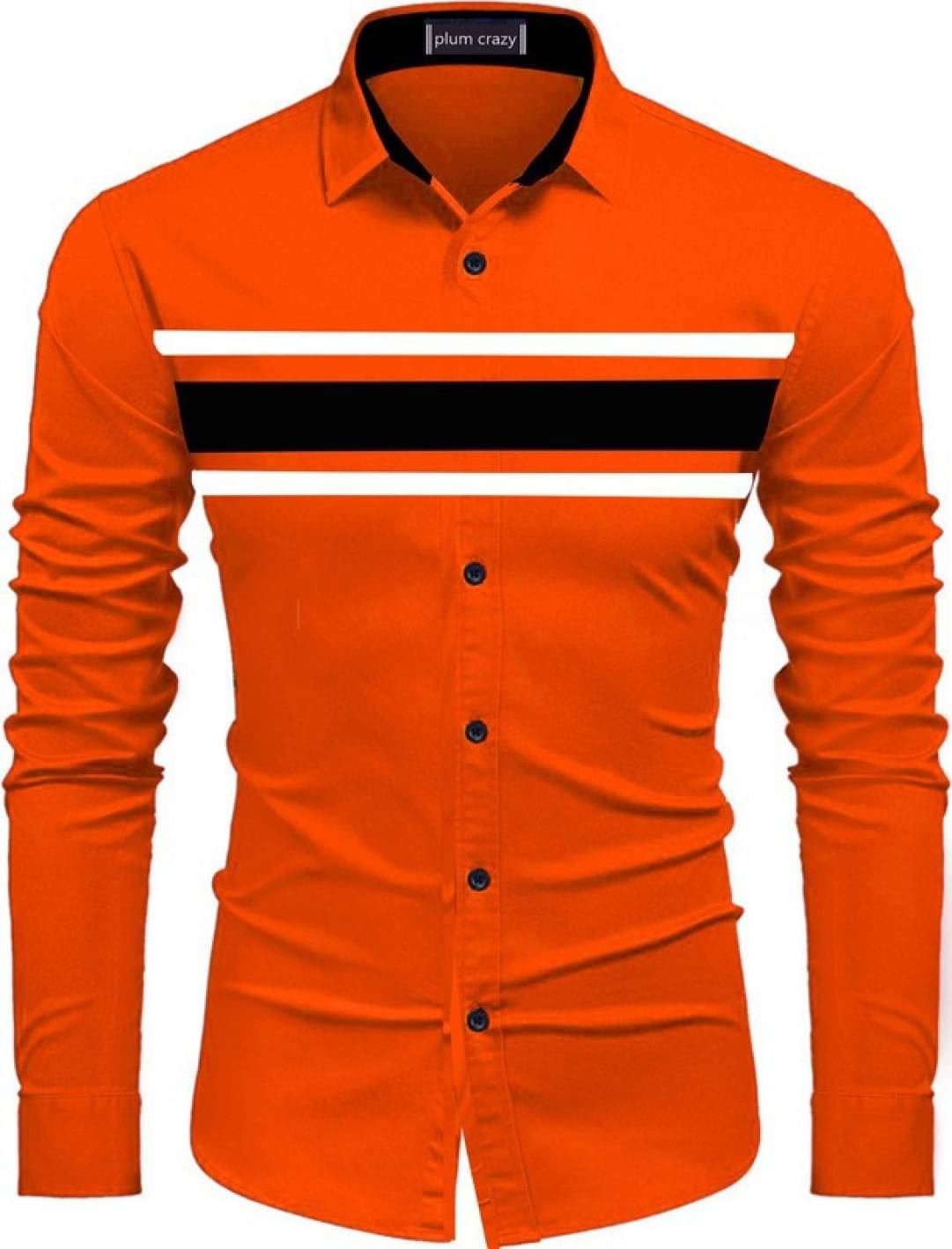 Plumcrazy Cotton Blend Regular Fit Striped Full Sleeves Men's Casual Shirt - Orange ( Pack of 1 ) Plumcrazy Cotton Blend Regular Fit Striped Full Sleeves Men's Casual Shirt - Orange ( Pack of 1 )