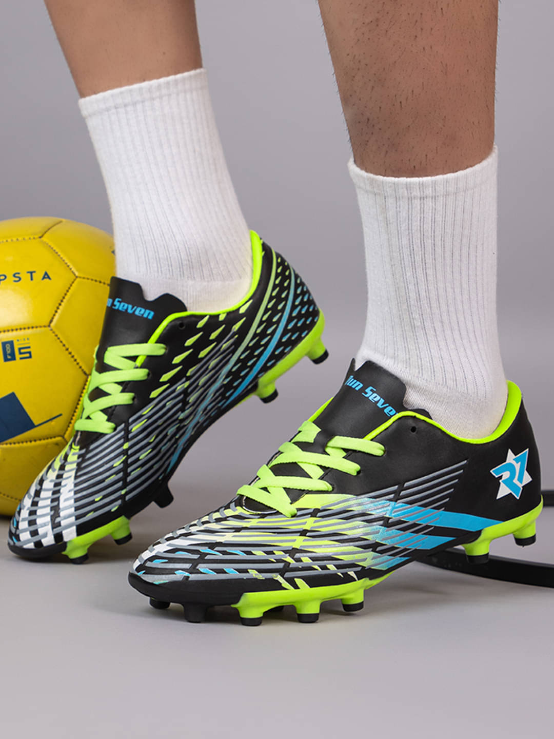 RUN SEVEN ( by GO21 ) F3 Air Black Football Shoes RUN SEVEN ( by GO21 ) F3 Air Black Football Shoes