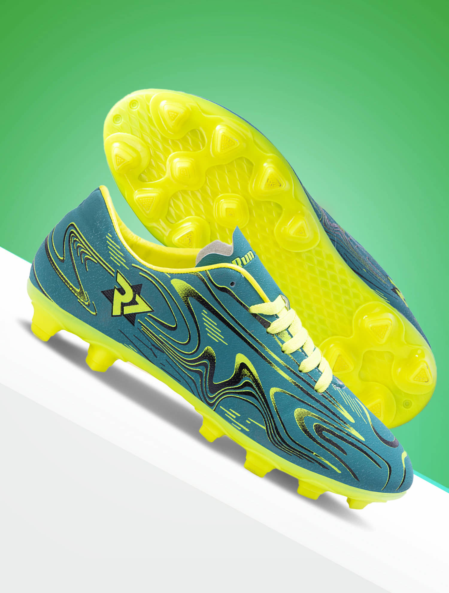 RUN SEVEN ( by GO21 ) F4 Air Green Football Shoes - Sports Shoes | Buy online on ZillyBuy