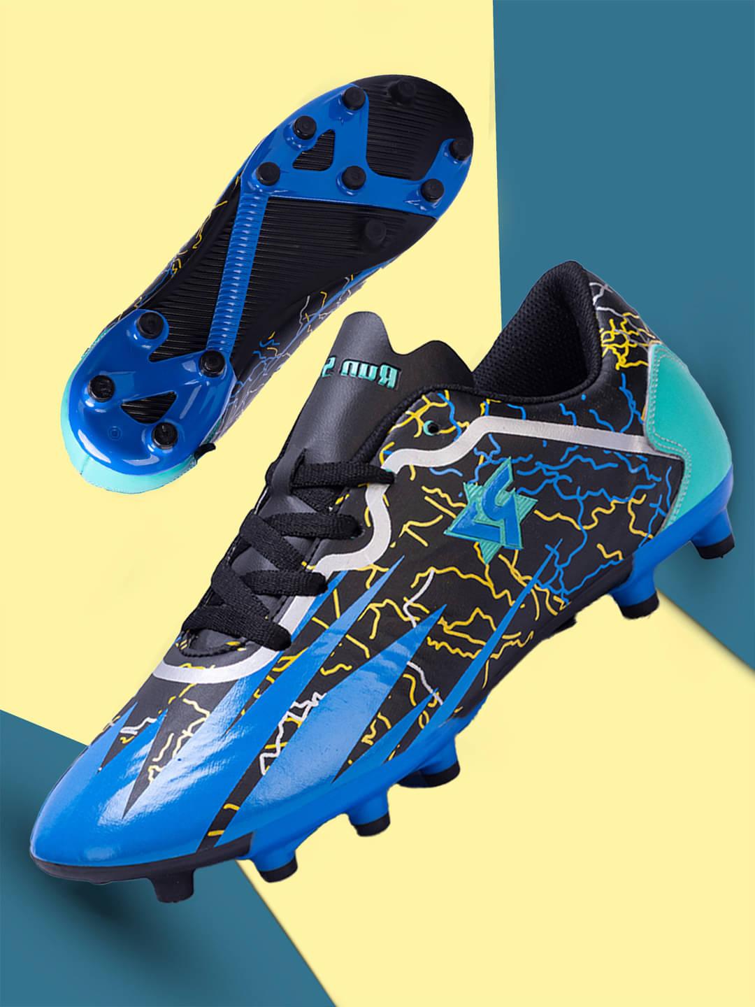 RUN SEVEN ( by GO21 ) F5 Air Black Football Shoes RUN SEVEN ( by GO21 ) F5 Air Black Football Shoes
