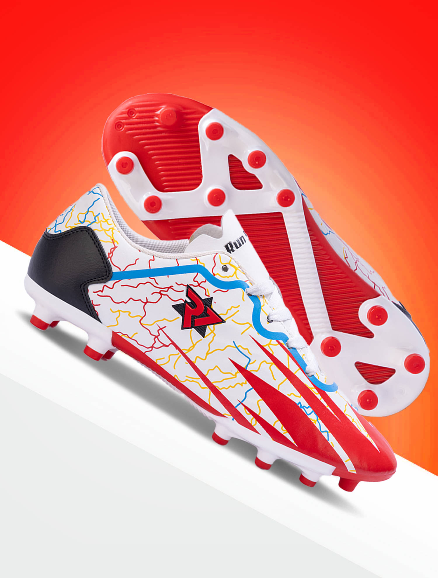 RUN SEVEN ( by GO21 ) F5 Air White Football Shoes RUN SEVEN ( by GO21 ) F5 Air White Football Shoes