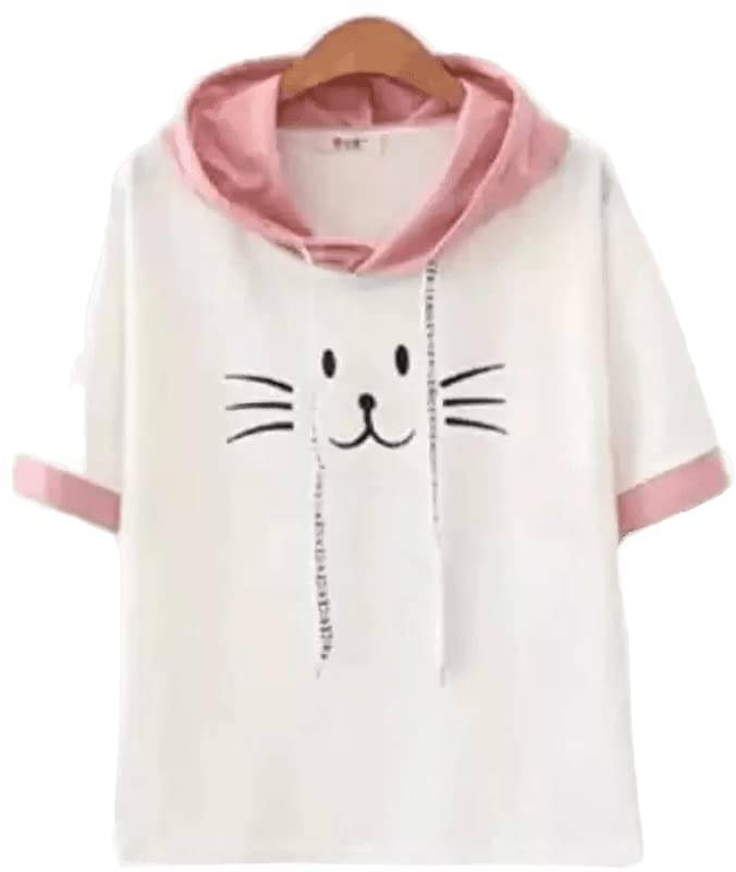 Rebound Women Cotton Blend Printed Regular Hooded T-Shirt ( White ) Rebound Women Cotton Blend Printed Regular Hooded T-Shirt ( White )