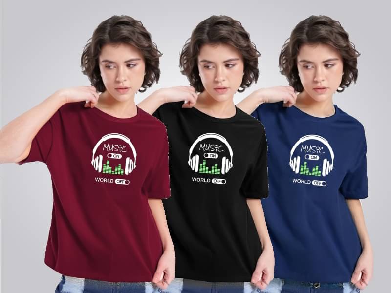 Reya Women Cotton Blend Printed Regular Fit Round Neck T-Shirt ( Multicolor 4 ) Reya Women Cotton Blend Printed Regular Fit Round Neck T-Shirt ( Multicolor 4 )