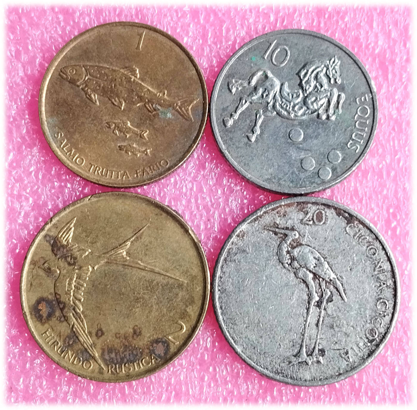     			SLOVENIA -  4 ALL DIFFERENT COINS SET ( including scarce and rare ones )