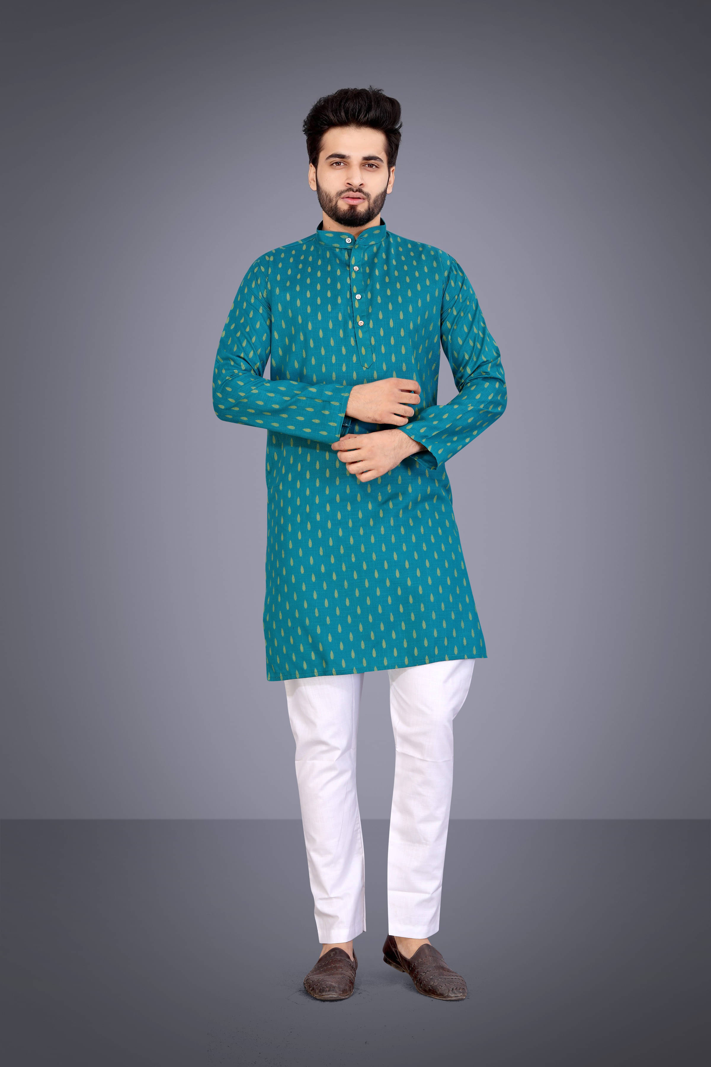    			SOPANI Blue Cotton Blend Men's Regular Kurta ( Pack of 1 )