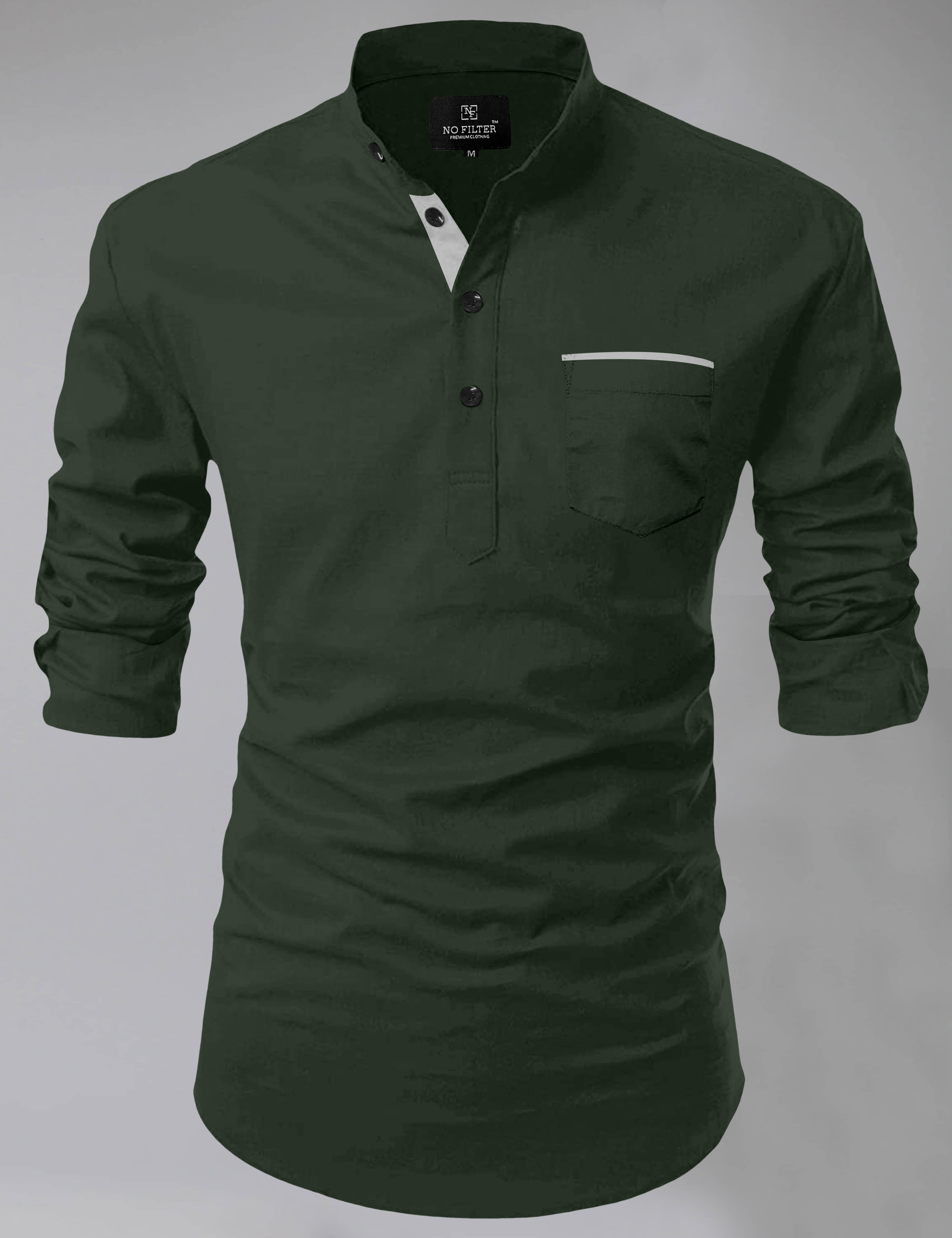 SOPANI Dark Green Cotton Blend Men's Shirt Style Kurta ( Pack of 1 ) SOPANI Dark Green Cotton Blend Men's Shirt Style Kurta ( Pack of 1 )