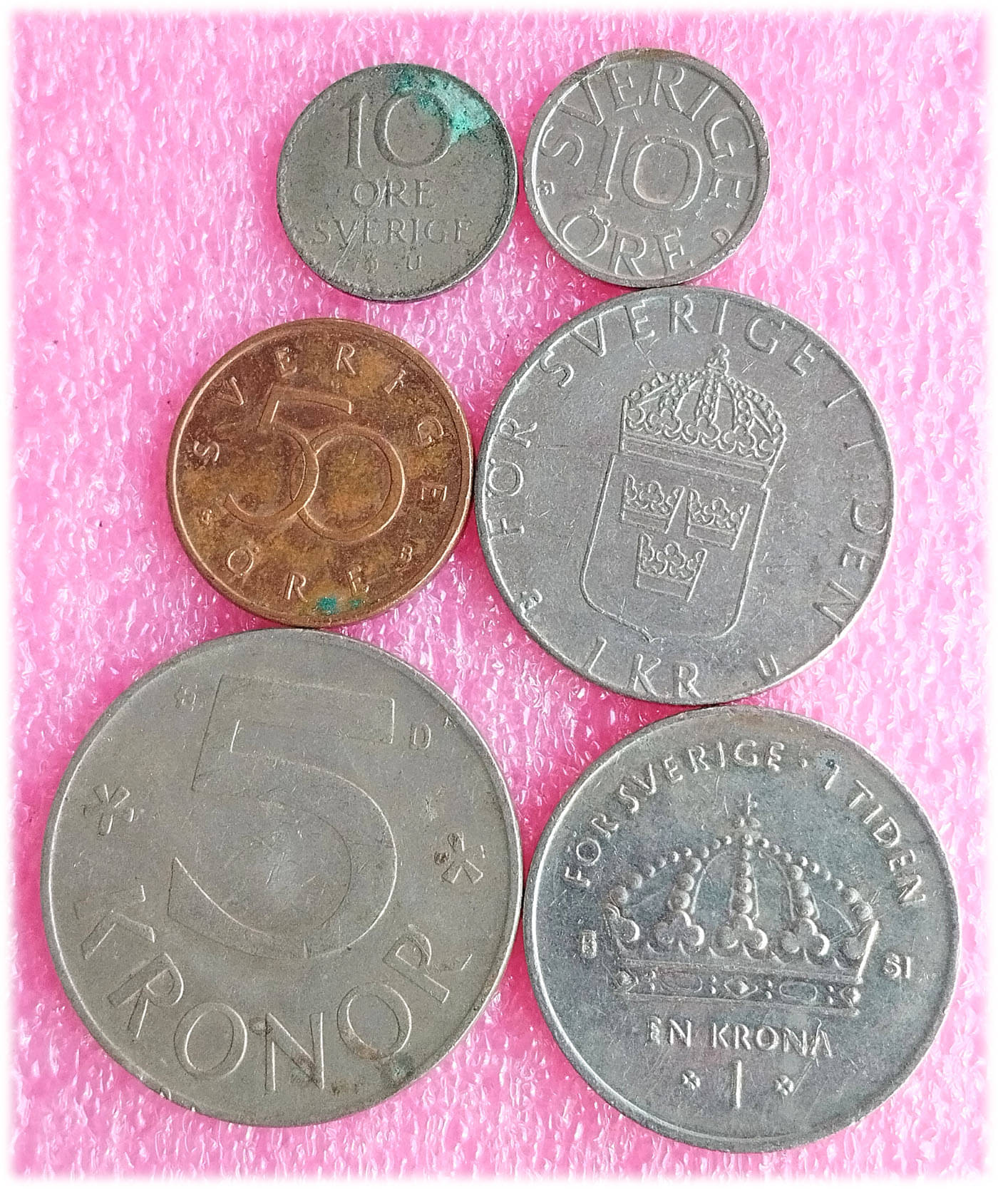     			SWEDEN - 6 ALL DIFFERENT COINS SET ( including scarce and rare ones )