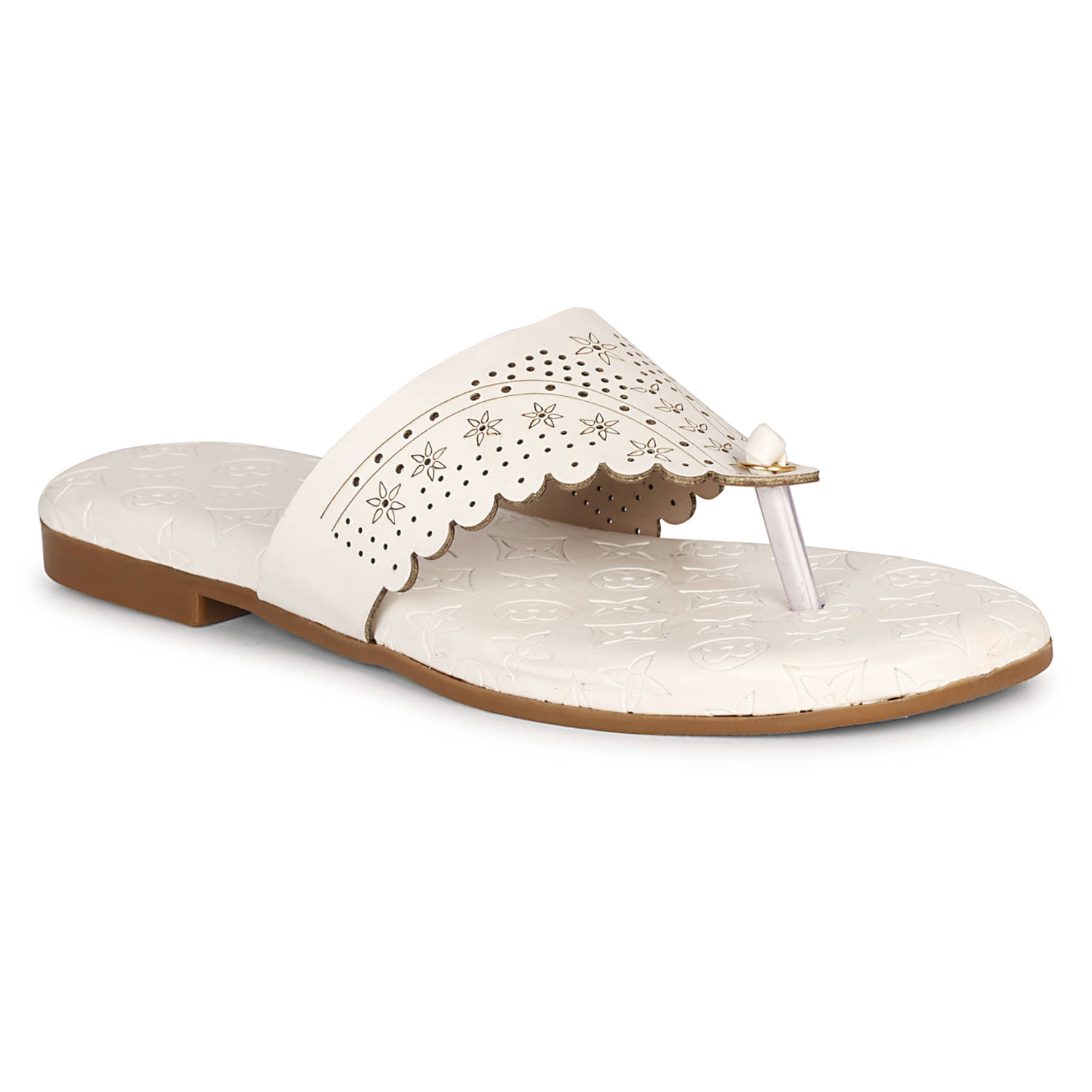     			Saheb White Women's Flats