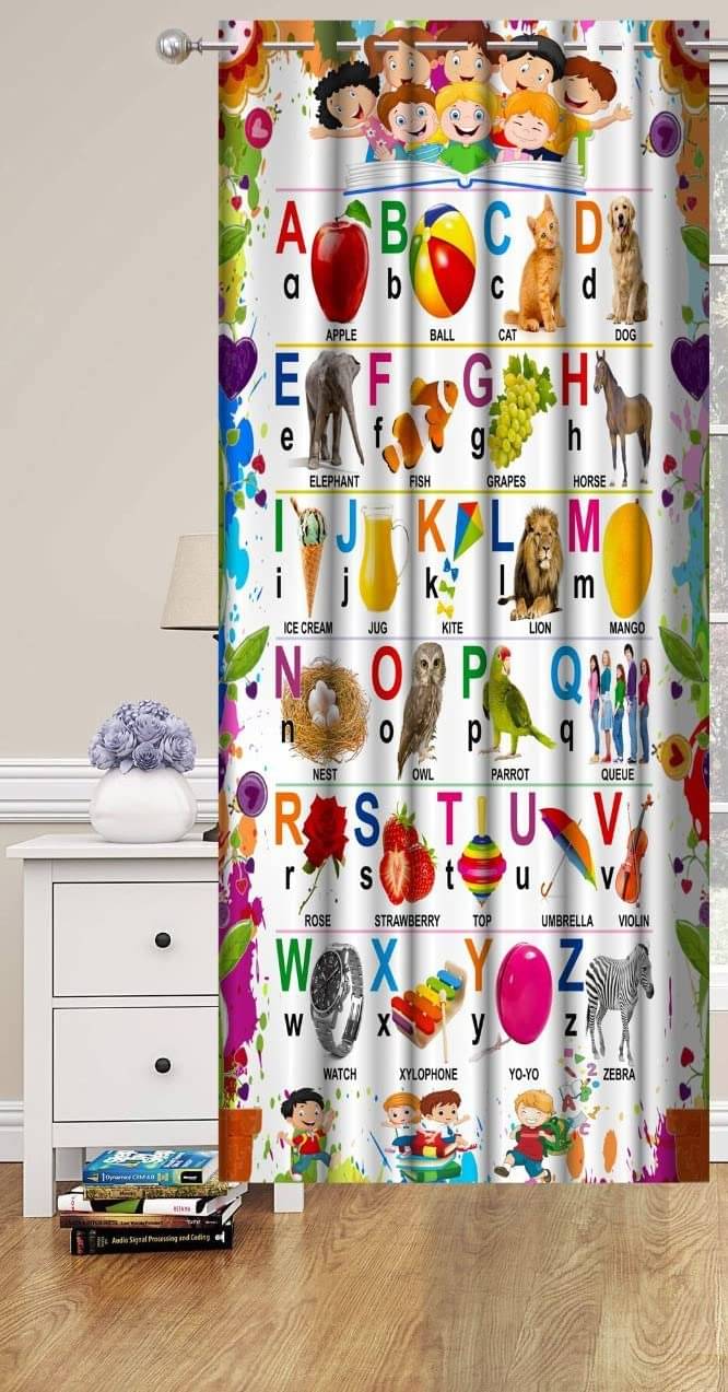 Sai Arpan Graphic Room Darkening Eyelet Curtain 7 ft ( Pack of 1 ) - Navy Blue Sai Arpan Graphic Room Darkening Eyelet Curtain 7 ft ( Pack of 1 ) - Navy Blue