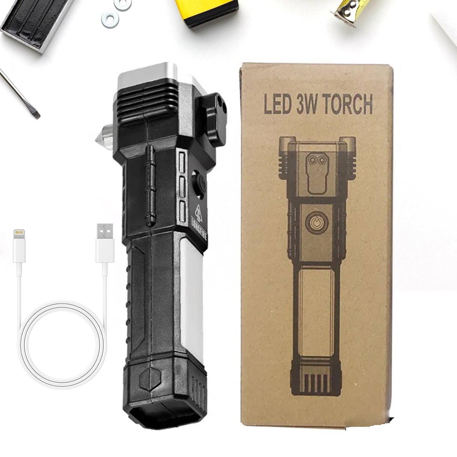     			UNIWAX - 3W Rechargeable Flashlight Torch ( Pack of 1 )