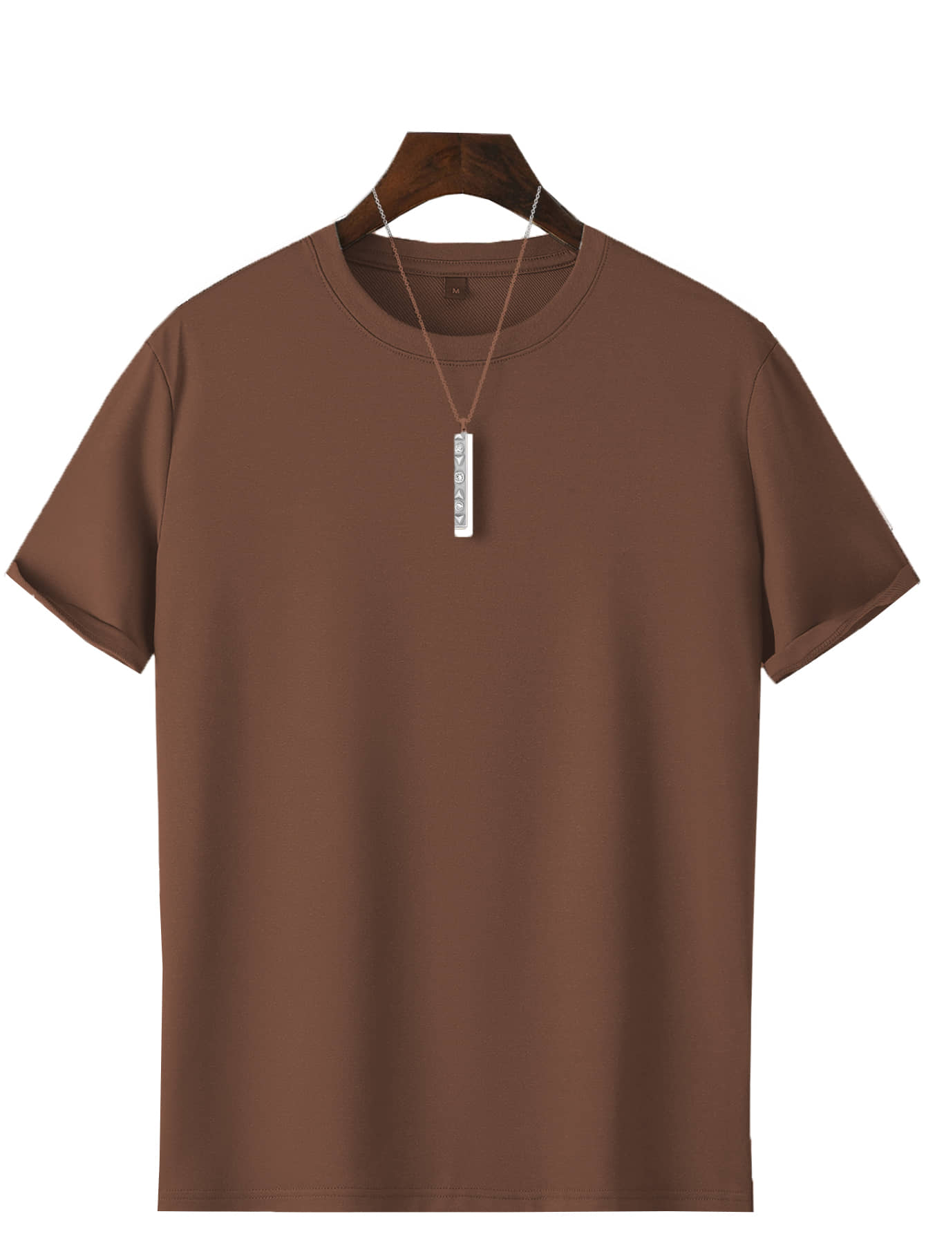 VIOUR Men Cotton Oversized Fit Solid T-Shirt ( Brown )