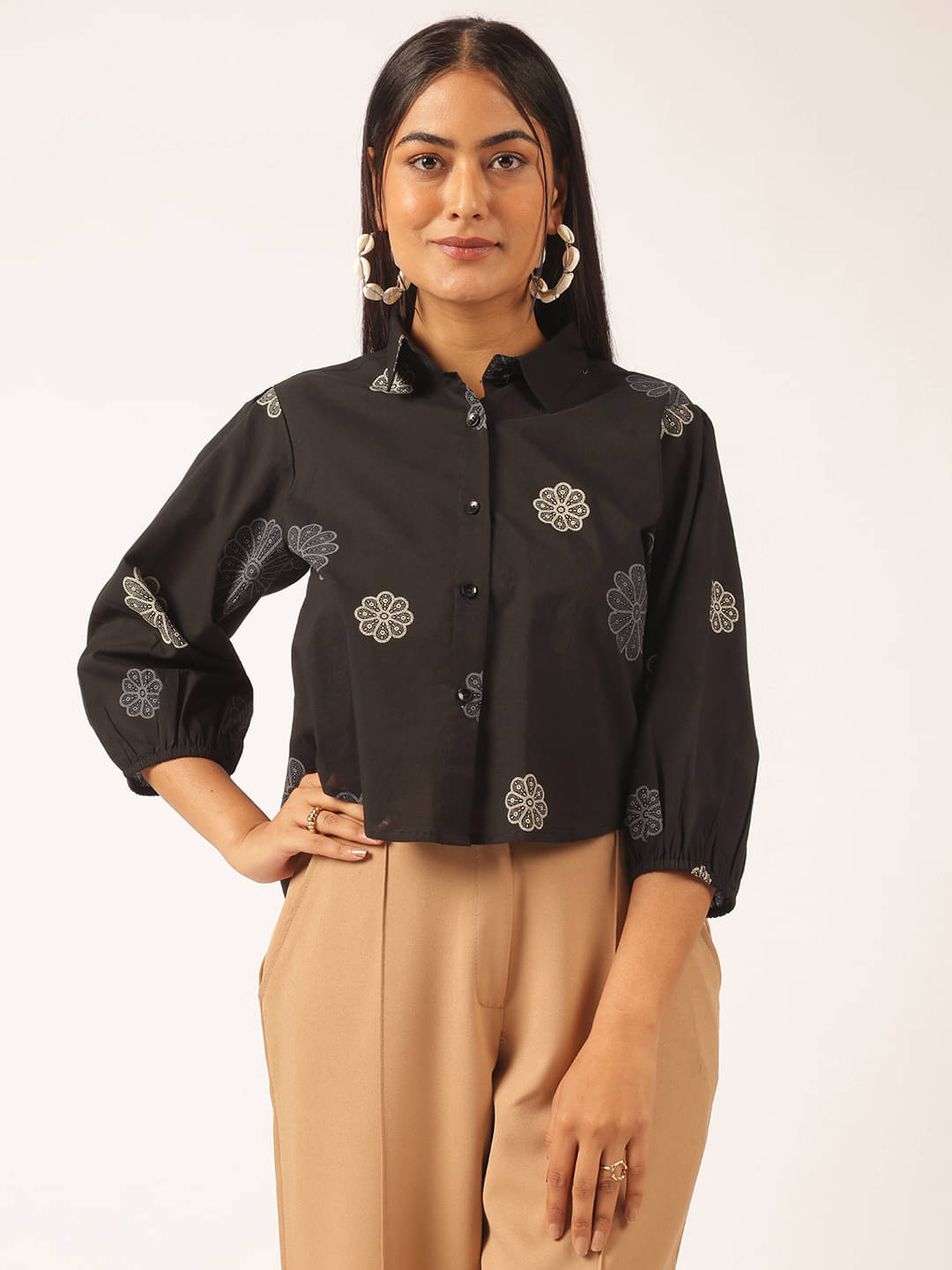     			Vbuyz Women's Cotton Asymmetrical Top ( Black )