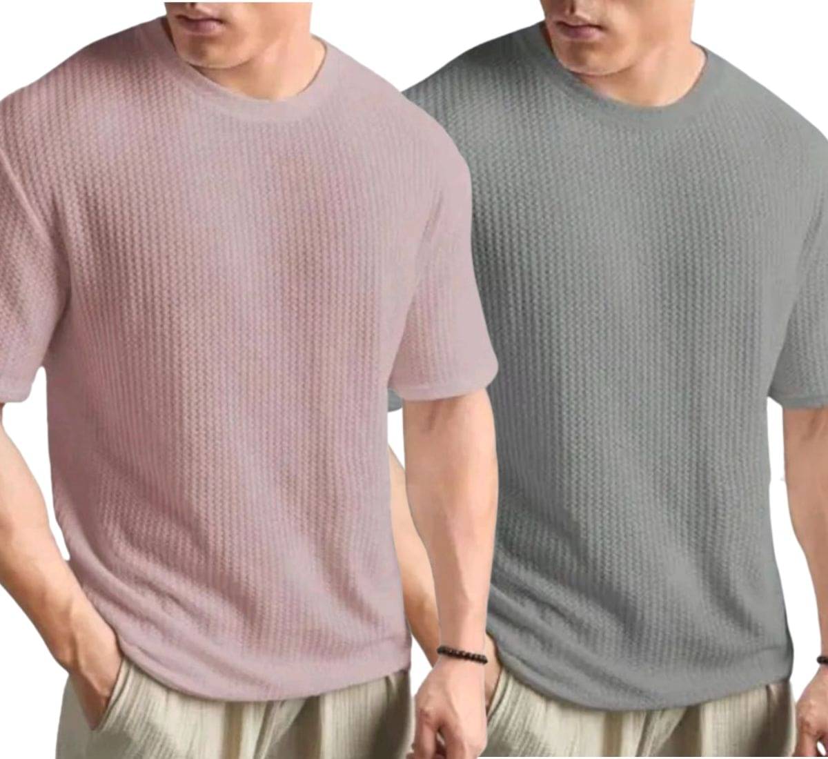 WAY TO TRENDY Men Cotton Blend Oversized Fit Self Design T-Shirt ( Grey ) WAY TO TRENDY Men Cotton Blend Oversized Fit Self Design T-Shirt ( Grey )