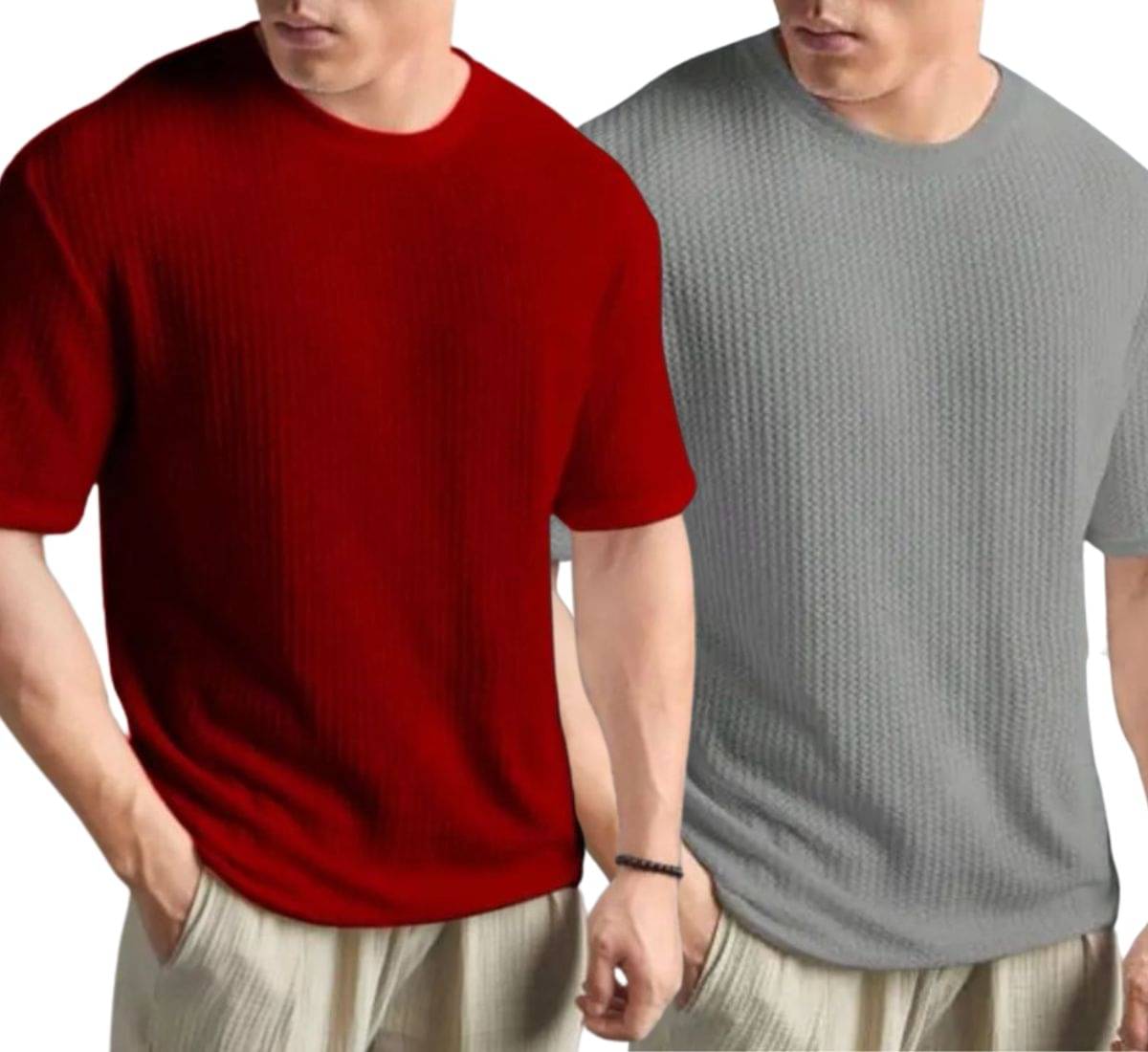     			WAY TO TRENDY Men Cotton Blend Oversized Fit Self Design T-Shirt ( Grey )