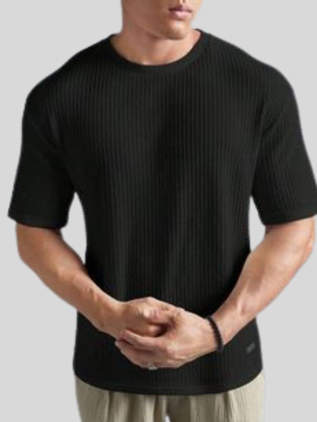 WAY TO TRENDY Men Cotton Blend Oversized Fit Self Design T-Shirt ( Black ) WAY TO TRENDY Men Cotton Blend Oversized Fit Self Design T-Shirt ( Black )