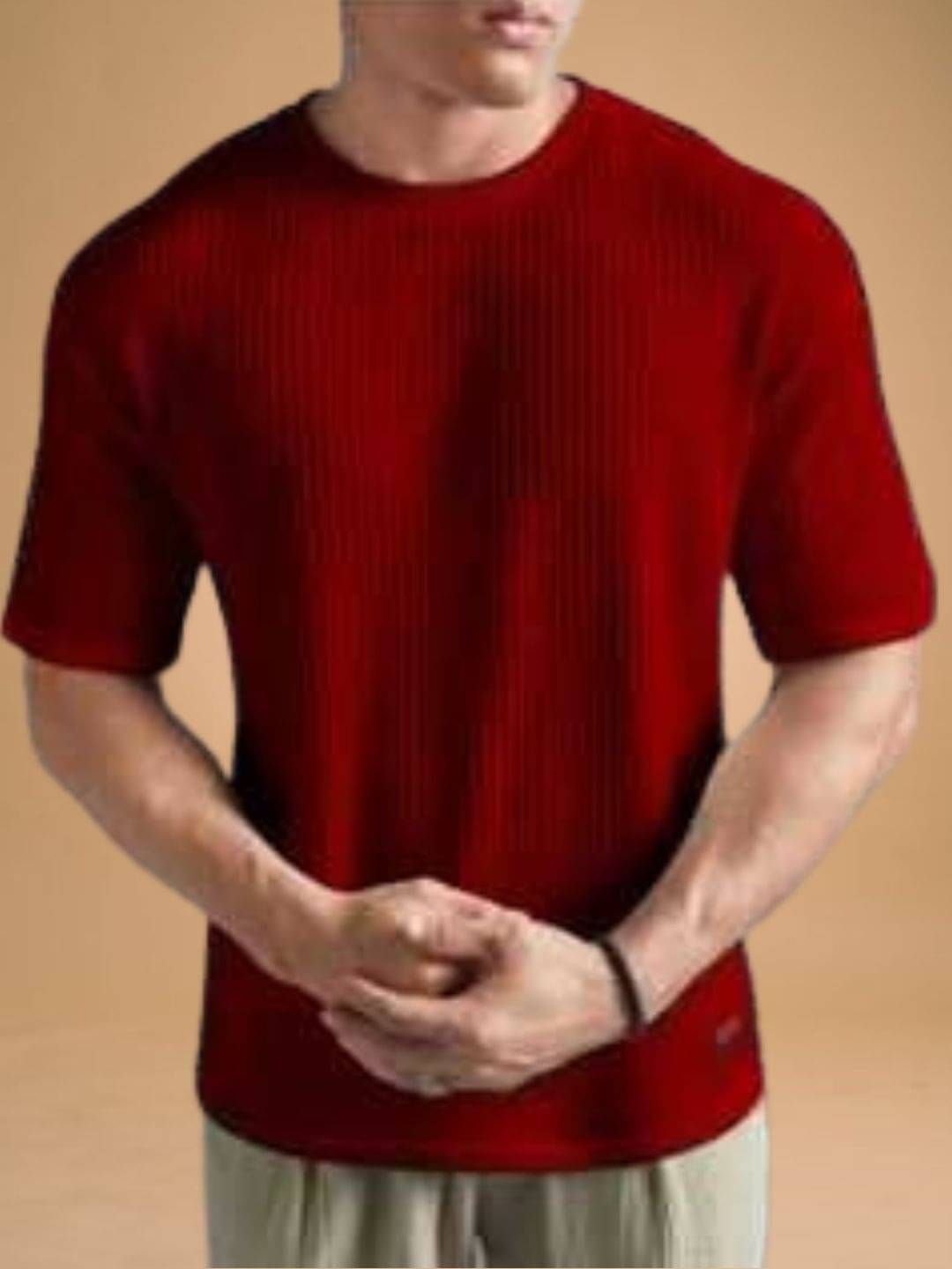 WAY TO TRENDY Men Cotton Blend Oversized Fit Self Design T-Shirt ( Maroon ) WAY TO TRENDY Men Cotton Blend Oversized Fit Self Design T-Shirt ( Maroon )
