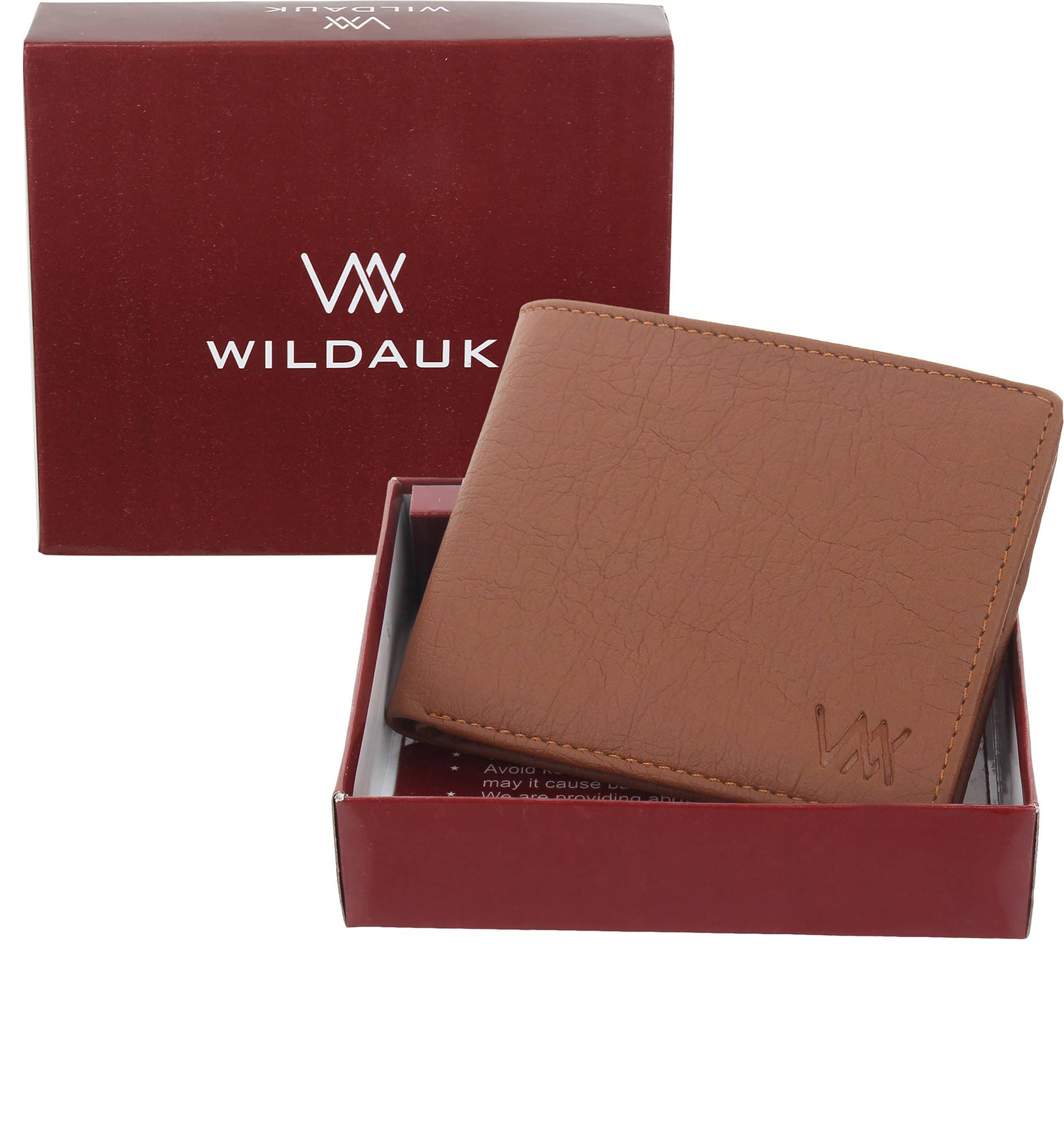     			WILDAUK PU Self Design Men's Regular Wallet With 10 Slots For Card ( Tan , Pack of 1 )