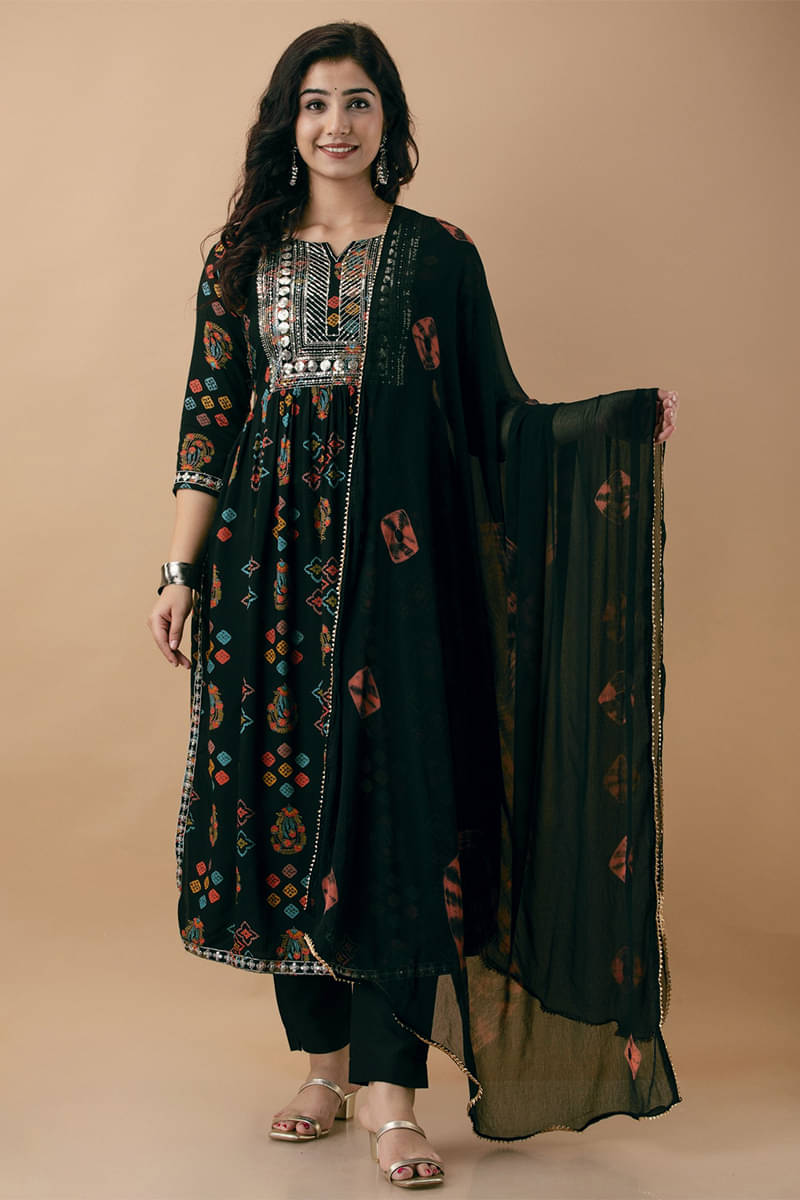     			anushansa Women Viscose Printed A-line Kurti With Pants ( Dark Green )