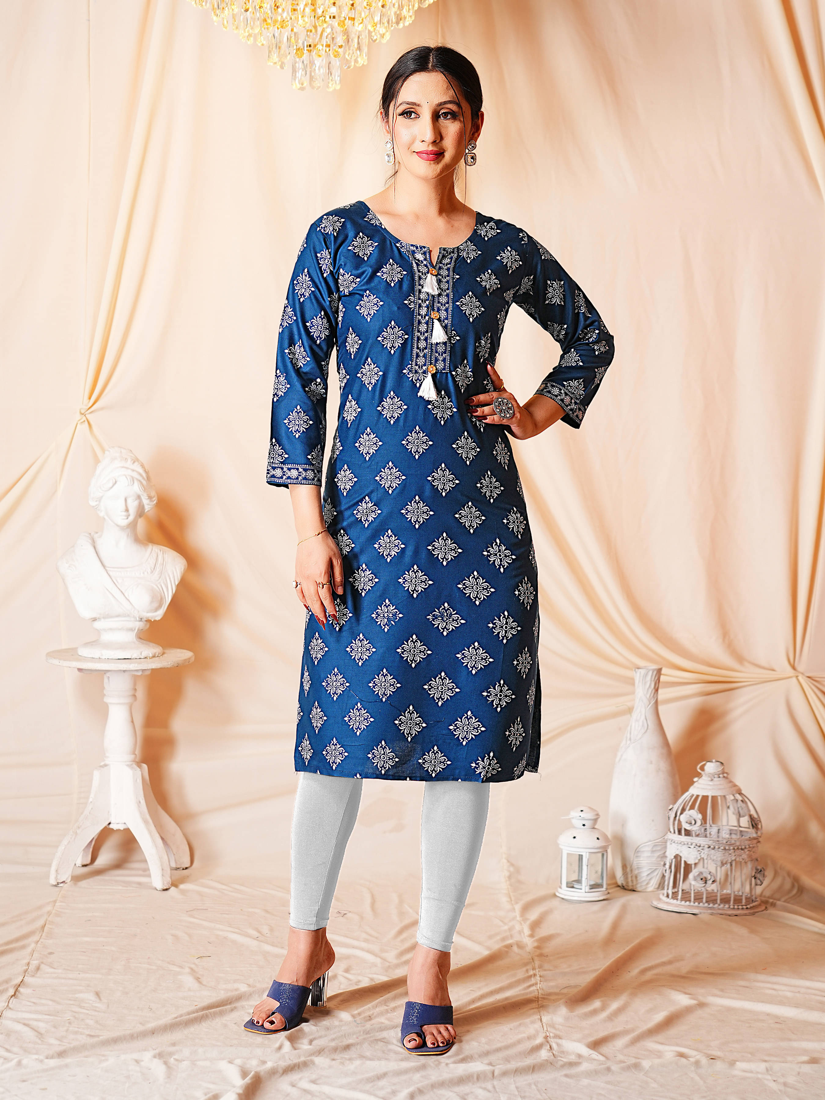     			anushansa Women's Viscose Rayon Printed A-line Kurti - ( Multicolor3 )