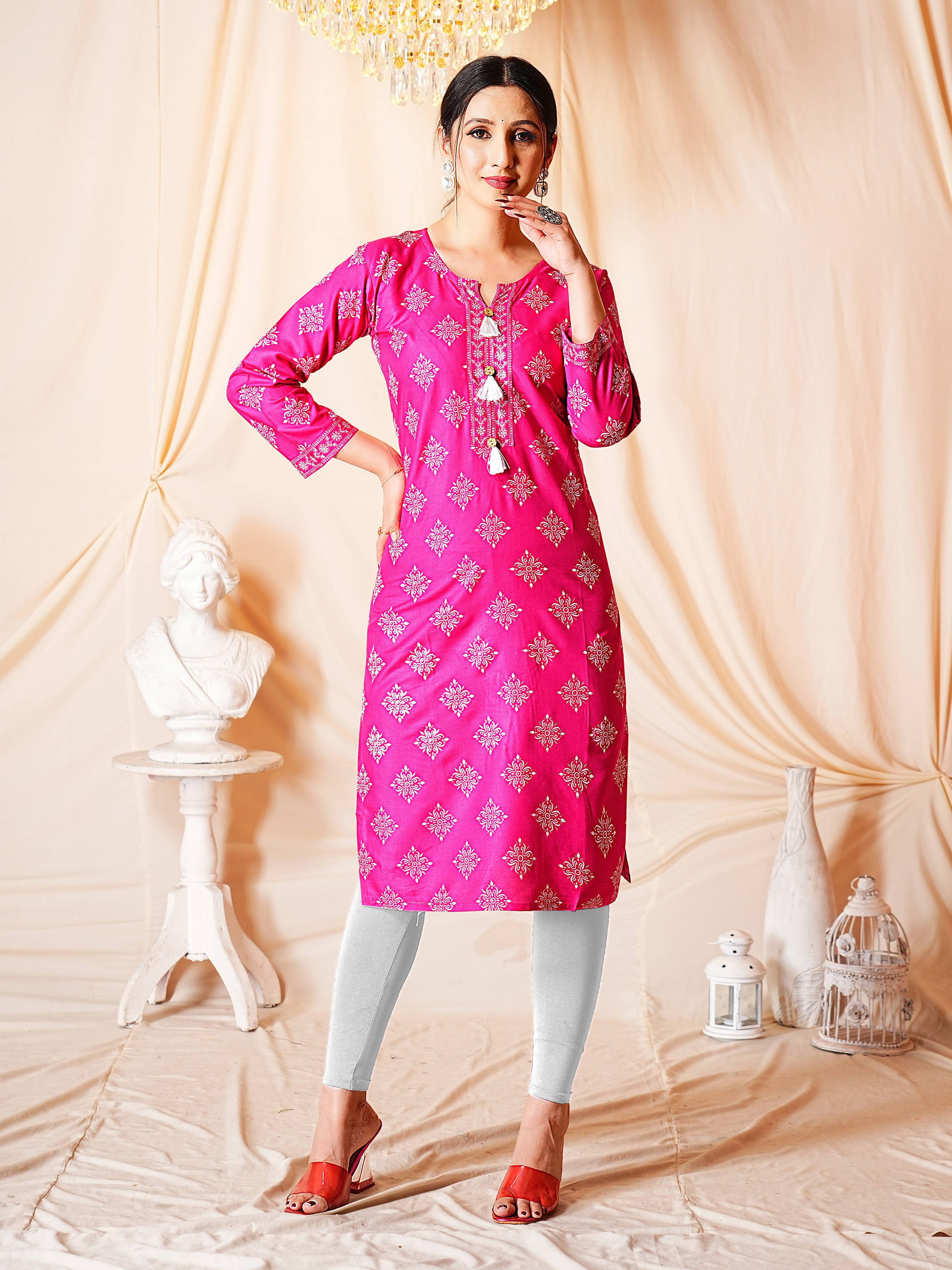     			anushansa Women's Viscose Rayon Printed A-line Kurti - ( Multicolor7 )