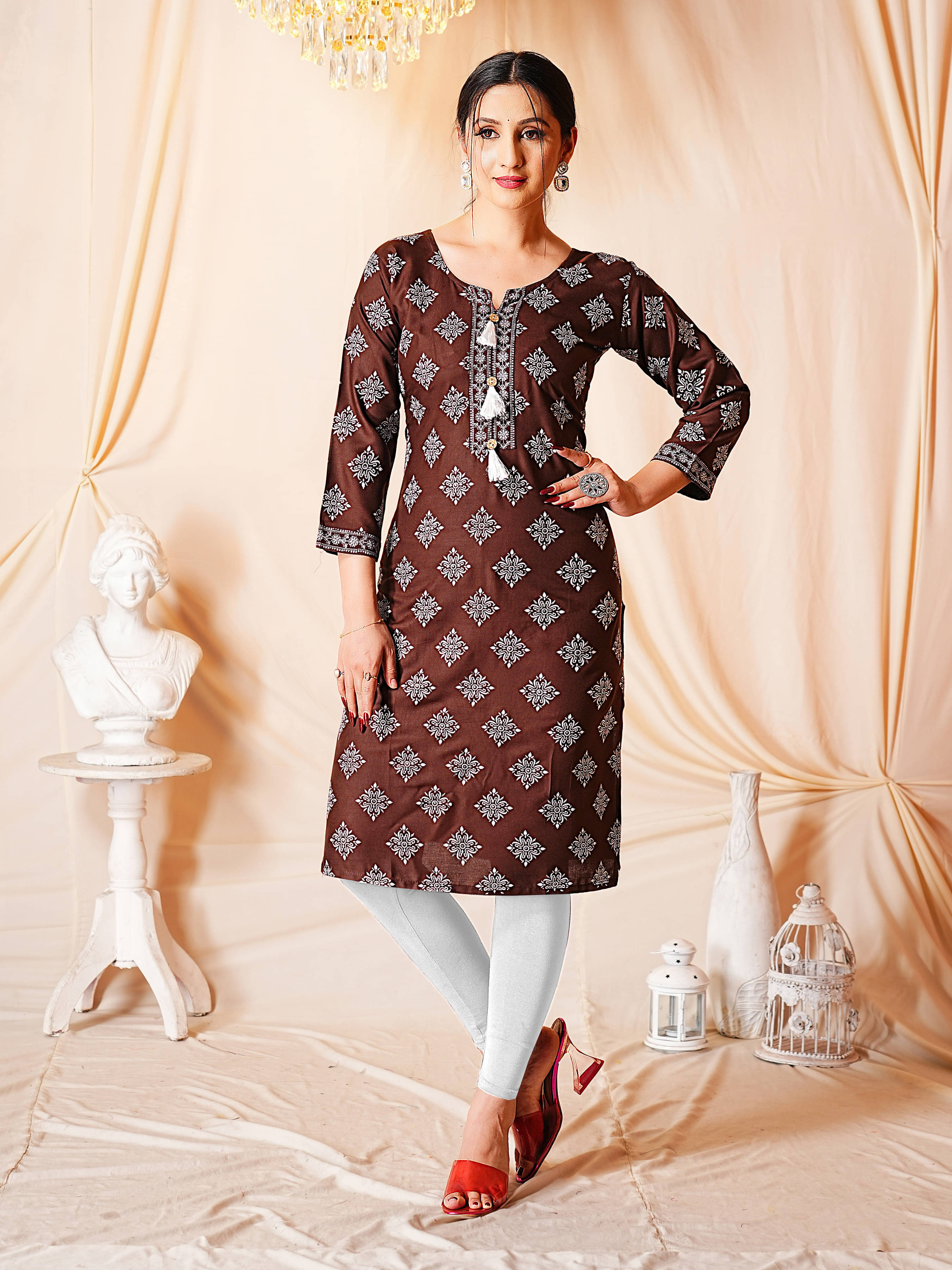 anushansa Women's Viscose Rayon Printed A-line Kurti - ( Multicolor2 ) anushansa Women's Viscose Rayon Printed A-line Kurti - ( Multicolor2 )